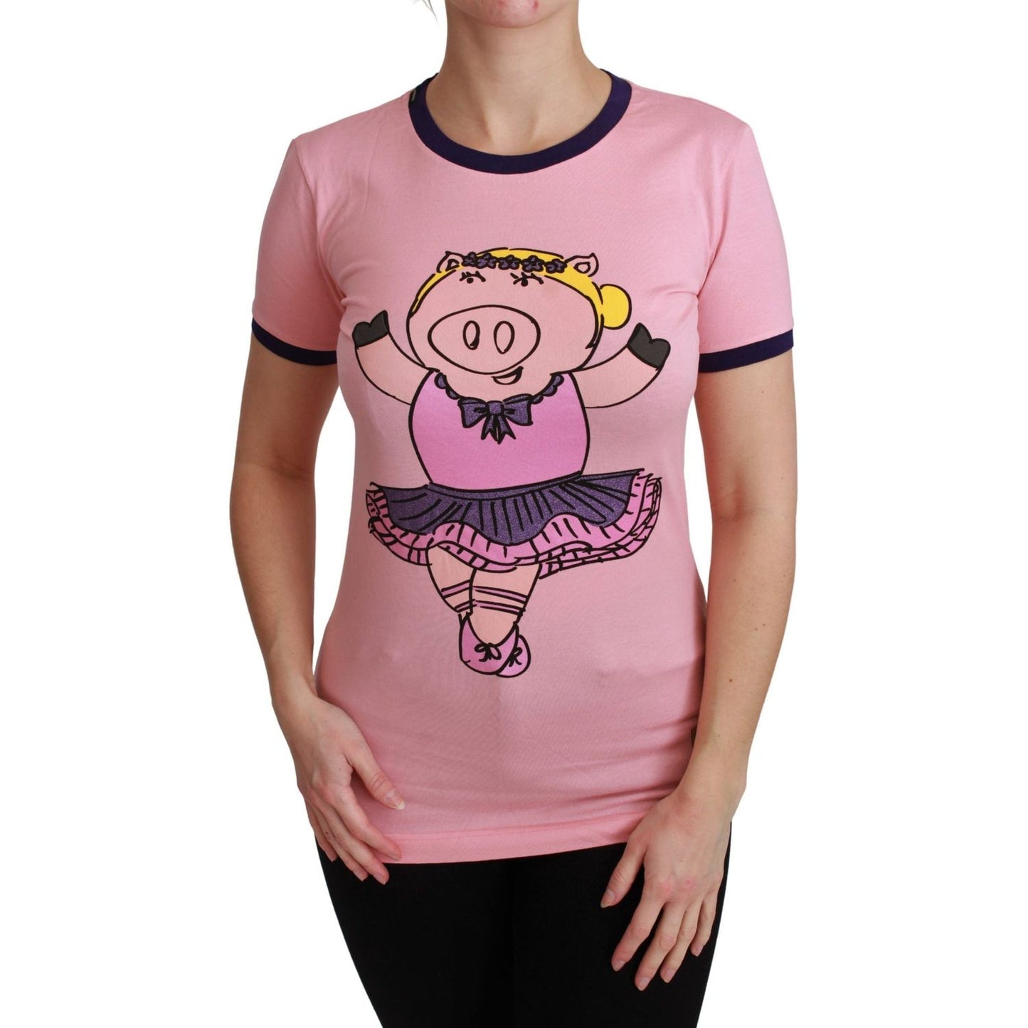 Dolce & Gabbana Pink Crewneck Year of the Pig T-Shirt Dolce & Gabbana Rosy Brown
