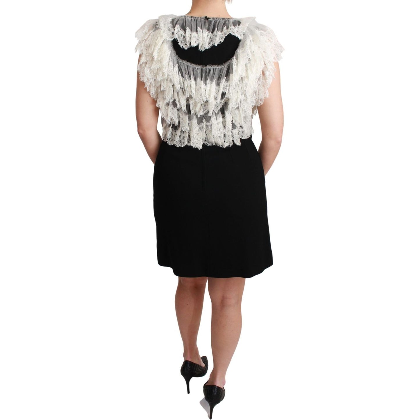 Dolce & Gabbana Chic Sleeveless Sheath Mini Dress with Lace Detail Dresses Dolce & Gabbana Gray