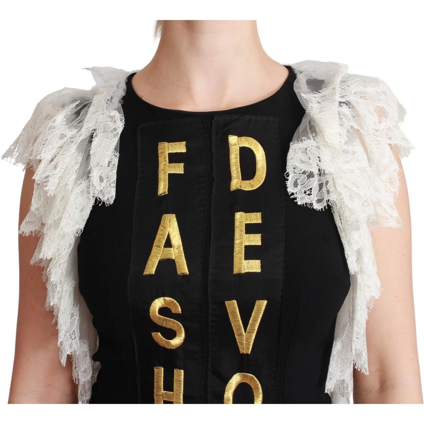 Dolce & Gabbana Chic Sleeveless Sheath Mini Dress with Lace Detail Dresses Dolce & Gabbana Black