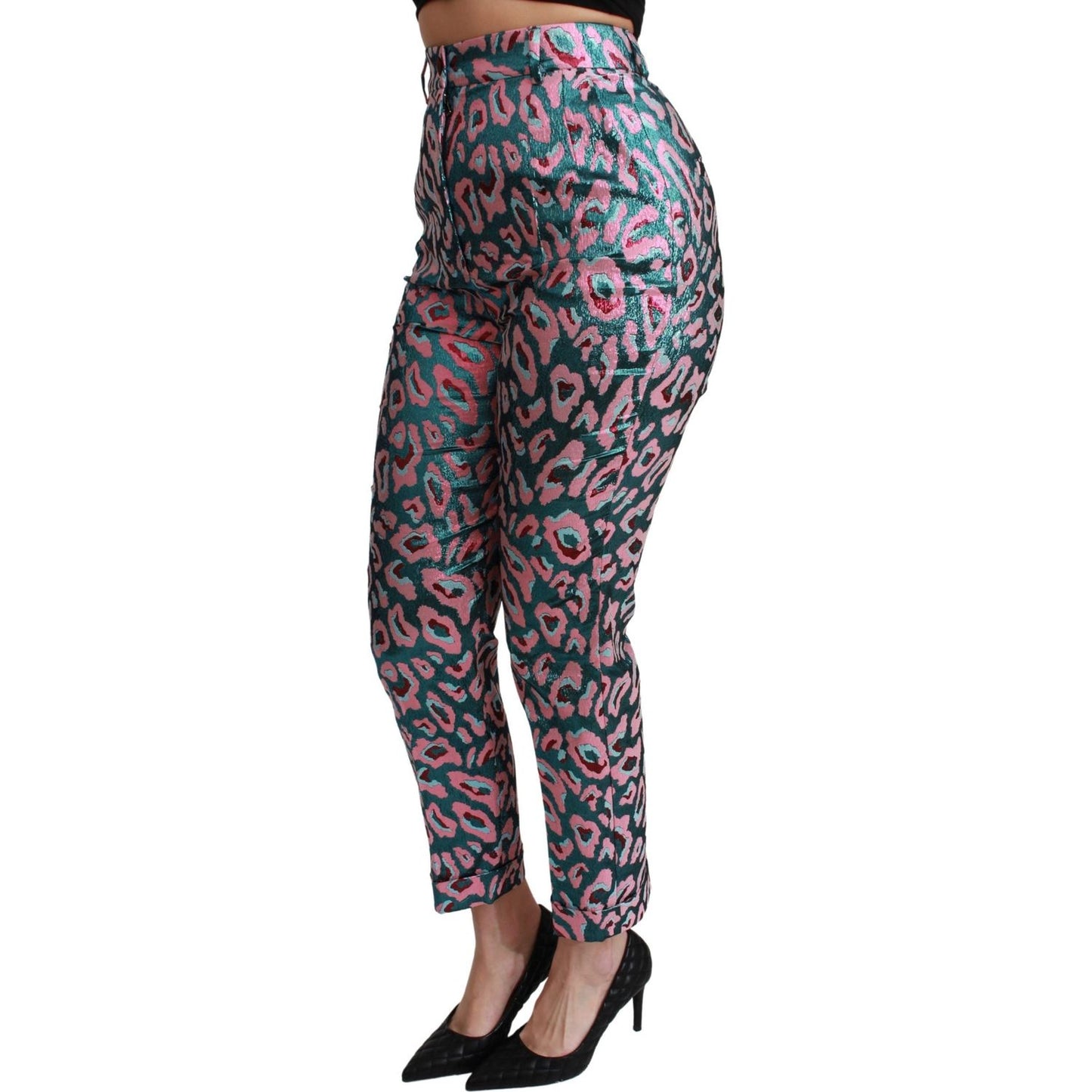 Dolce & Gabbana Elegant High Waist Cropped Silk Blend Pants Dolce & Gabbana Dark Slate Gray