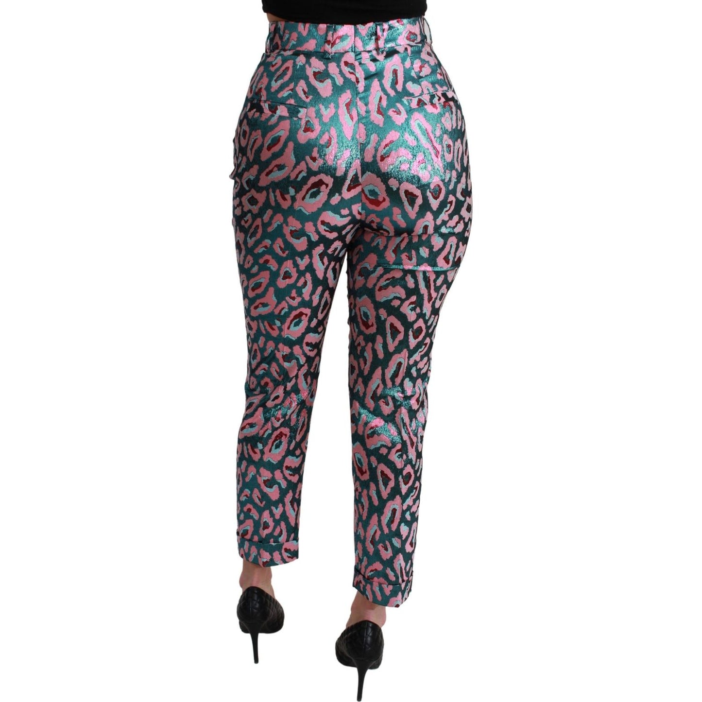 Dolce & Gabbana Elegant High Waist Cropped Silk Blend Pants Dolce & Gabbana Dark Slate Gray