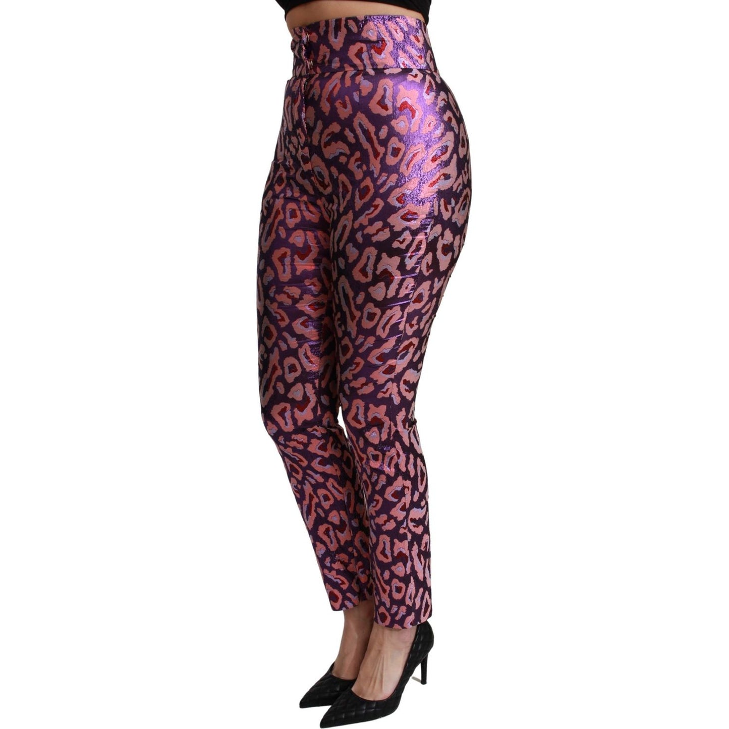 Dolce & Gabbana Chic Cropped High Waist Silk Blend Pants Jeans & Pants Dolce & Gabbana Dark Slate Gray
