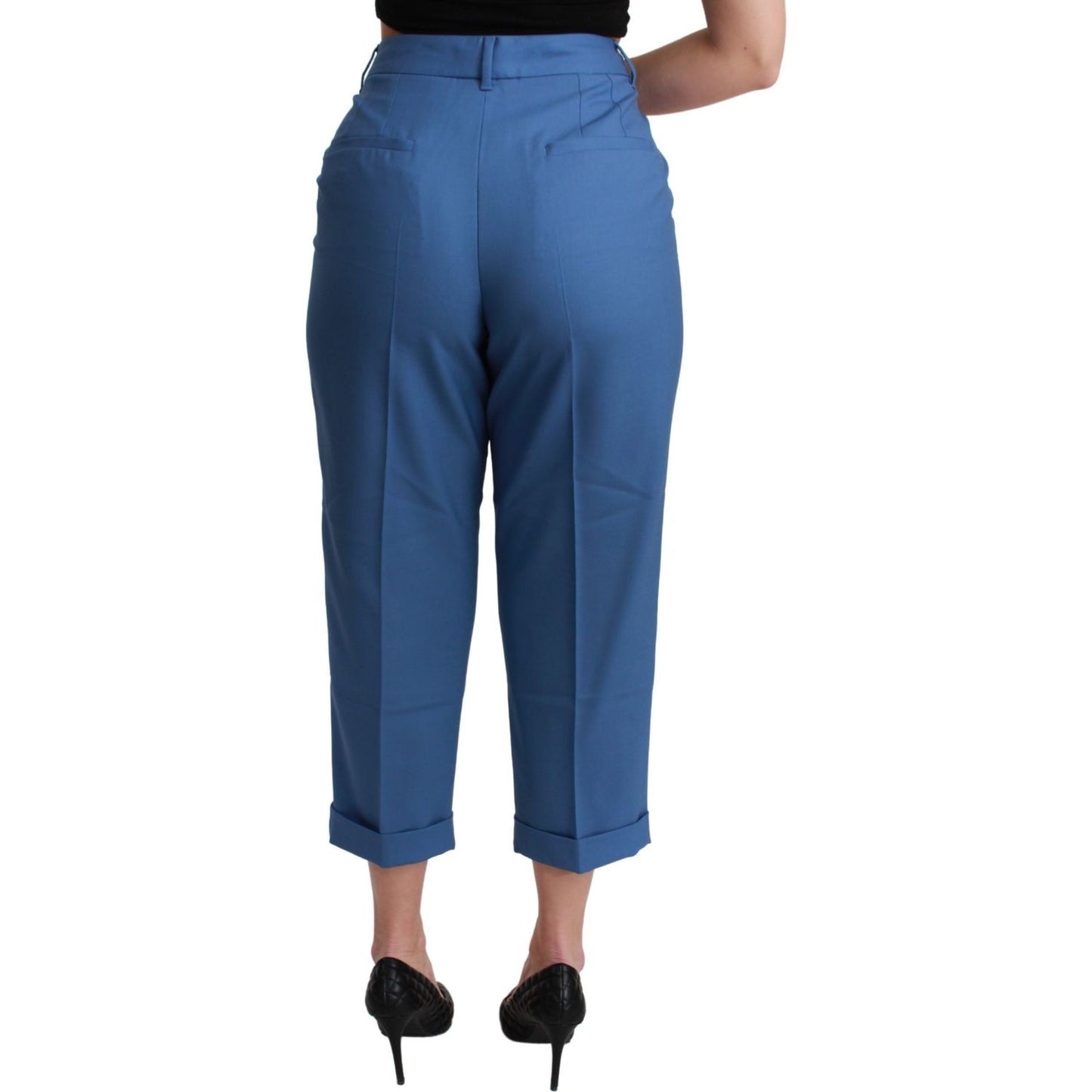 Dolce & Gabbana Elegant Pleated Wool Cuffed Trousers Dolce & Gabbana Dark Slate Gray