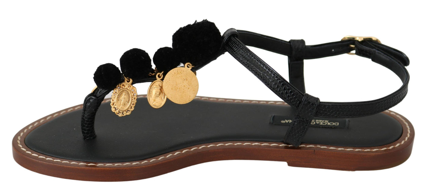 حذاء Dolce & Gabbana Pom Pom Flip Flop ذو رباط للكاحل