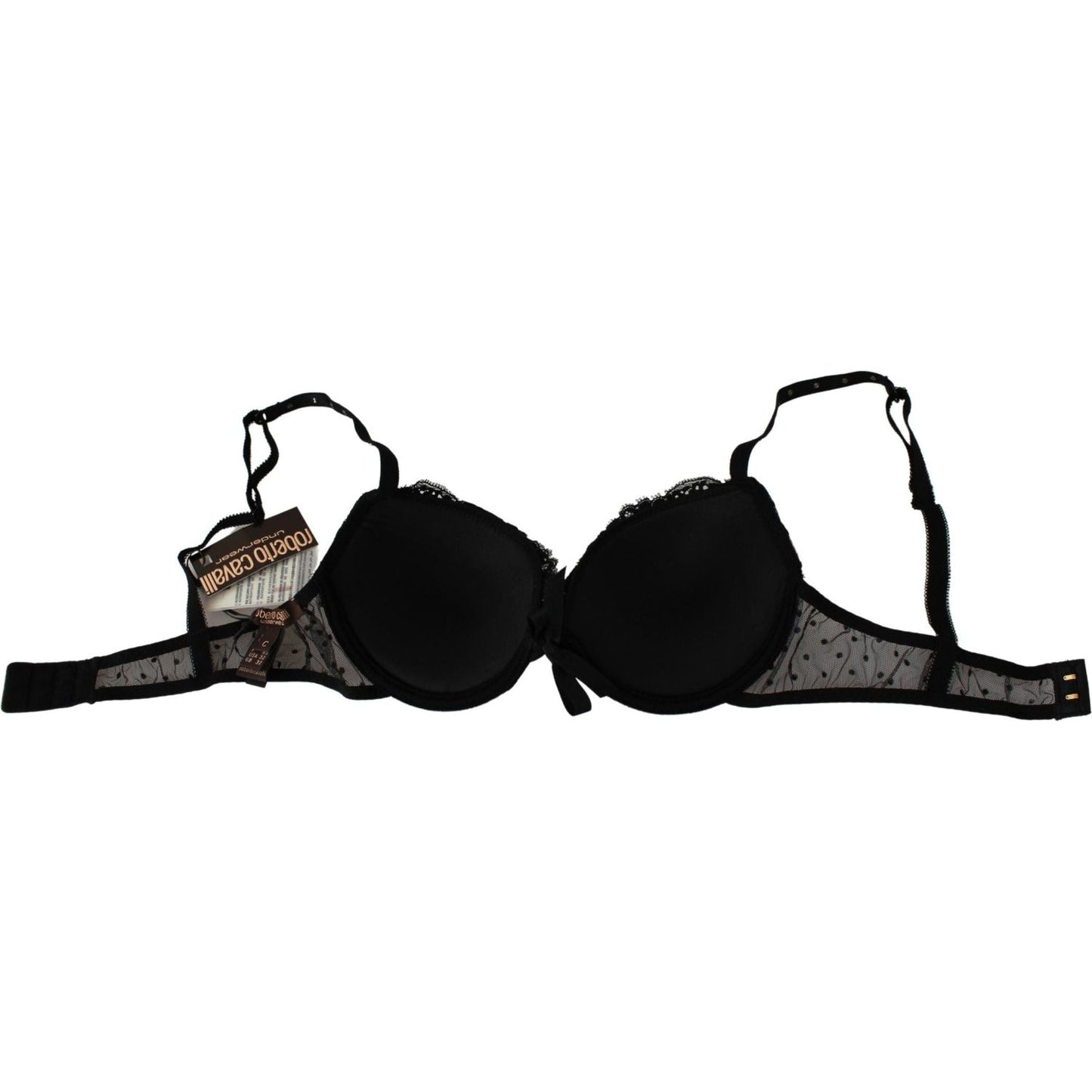 Roberto Cavalli Elegant Black Lace Push-Up Bra Roberto Cavalli Black