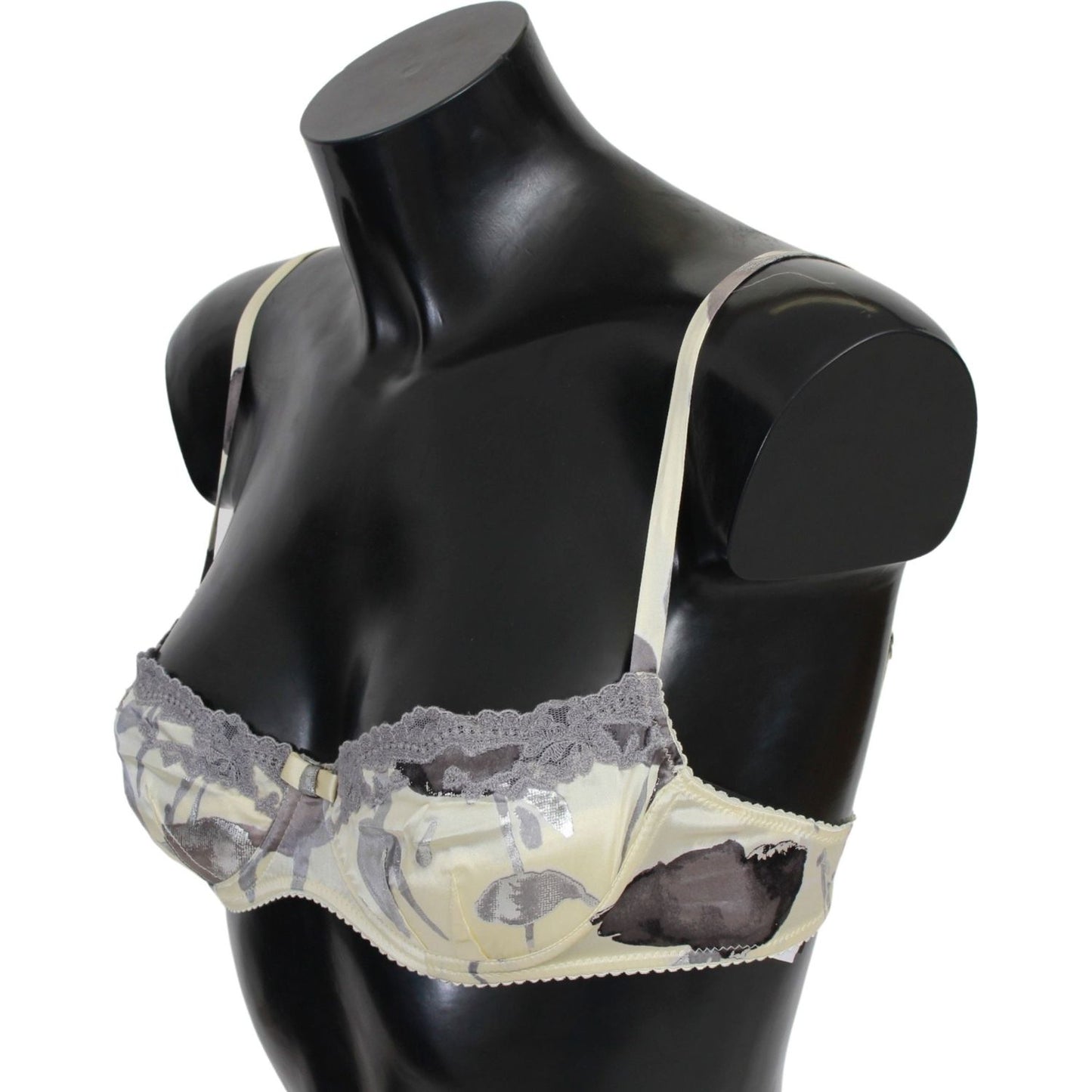 Ermanno Scervino Beige Lace Balconcino Silk Bra Ermanno Scervino Dark Slate Gray