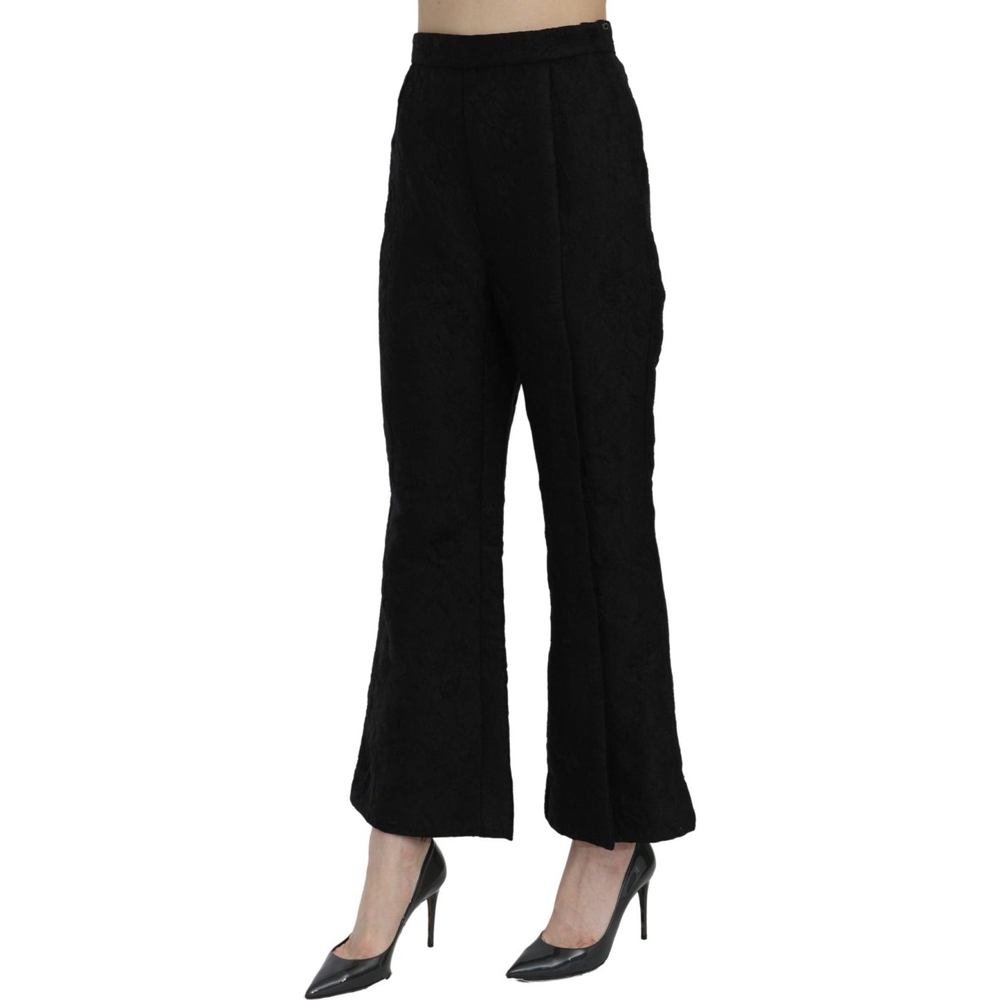 Dolce & Gabbana Chic High Waist Flared Cropped Pants Jeans & Pants Dolce & Gabbana Black