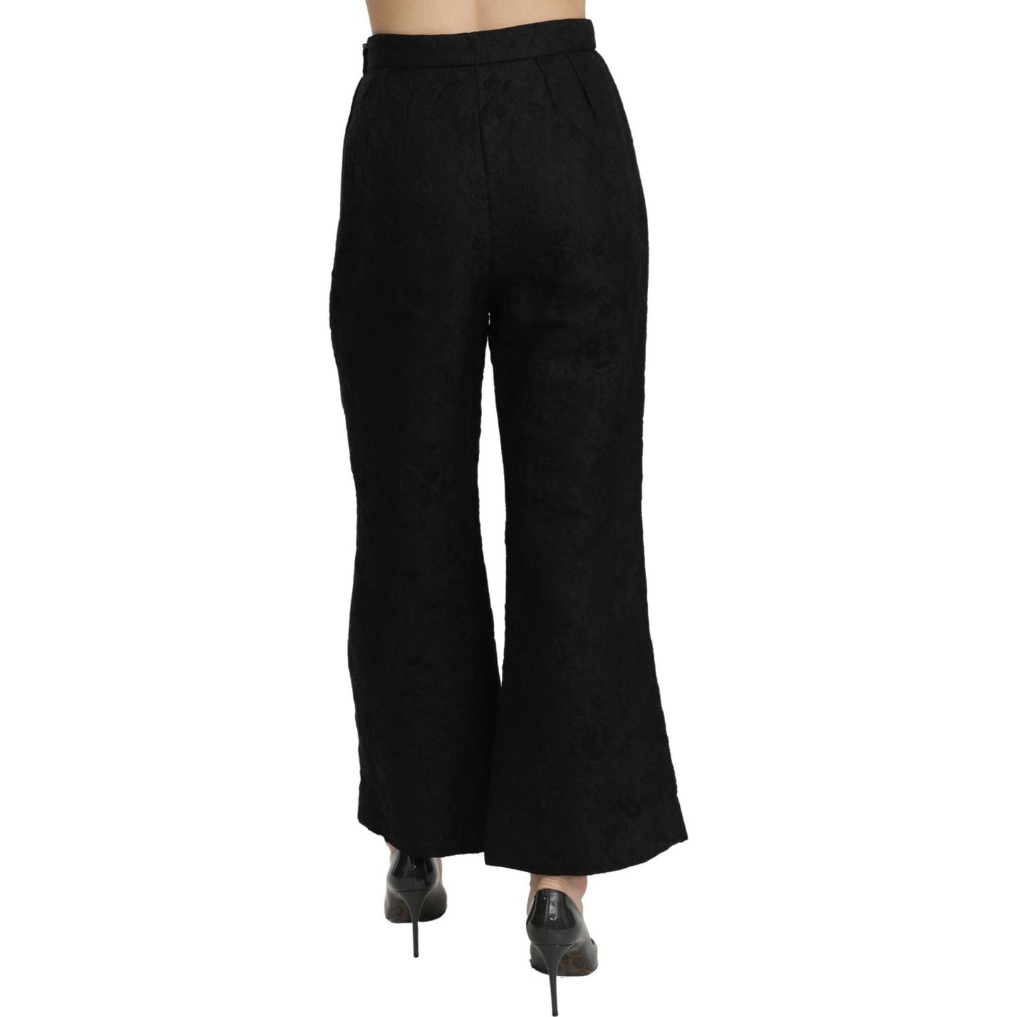 Dolce & Gabbana Chic High Waist Flared Cropped Pants Jeans & Pants Dolce & Gabbana Black
