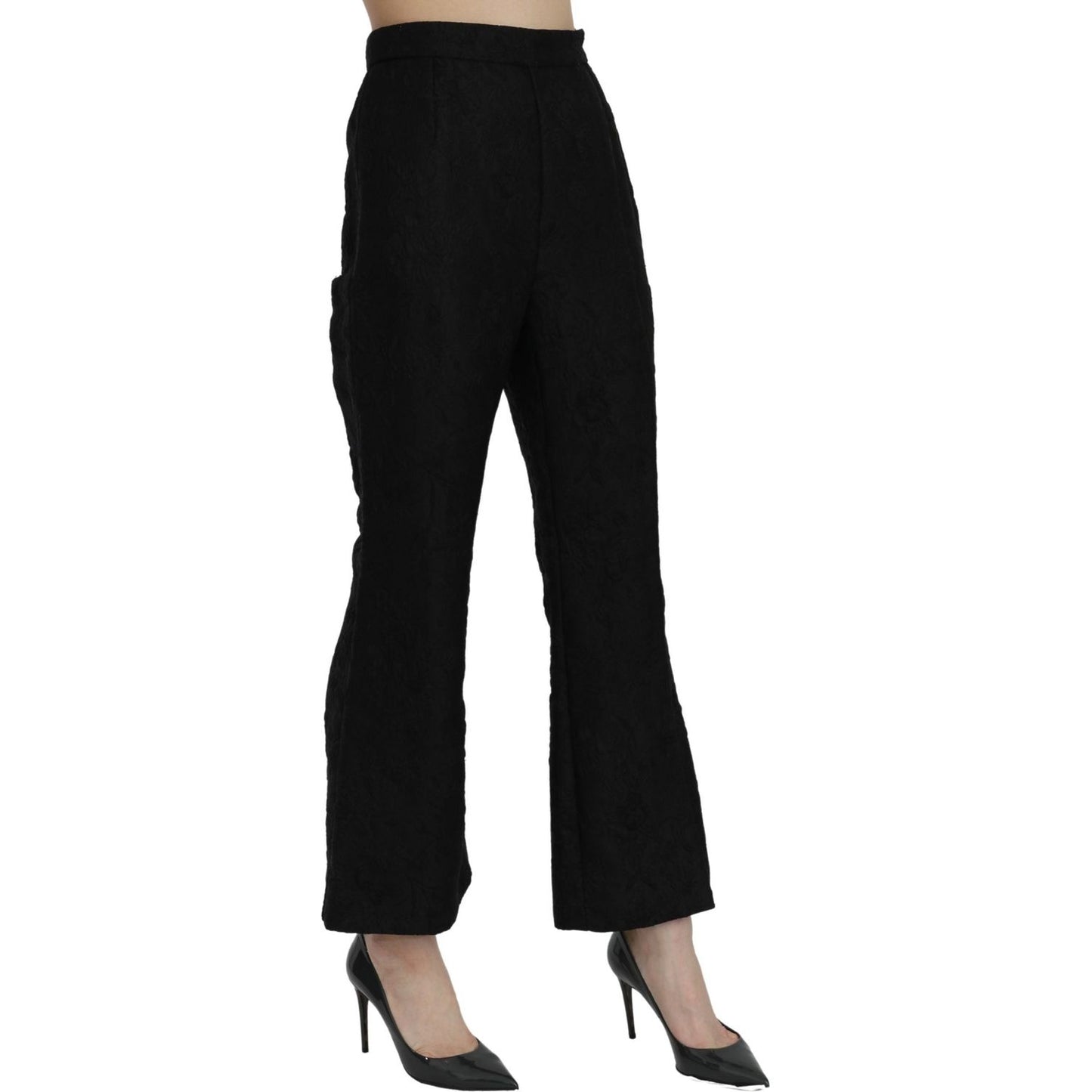 Dolce & Gabbana Chic High Waist Flared Cropped Pants Jeans & Pants Dolce & Gabbana Black