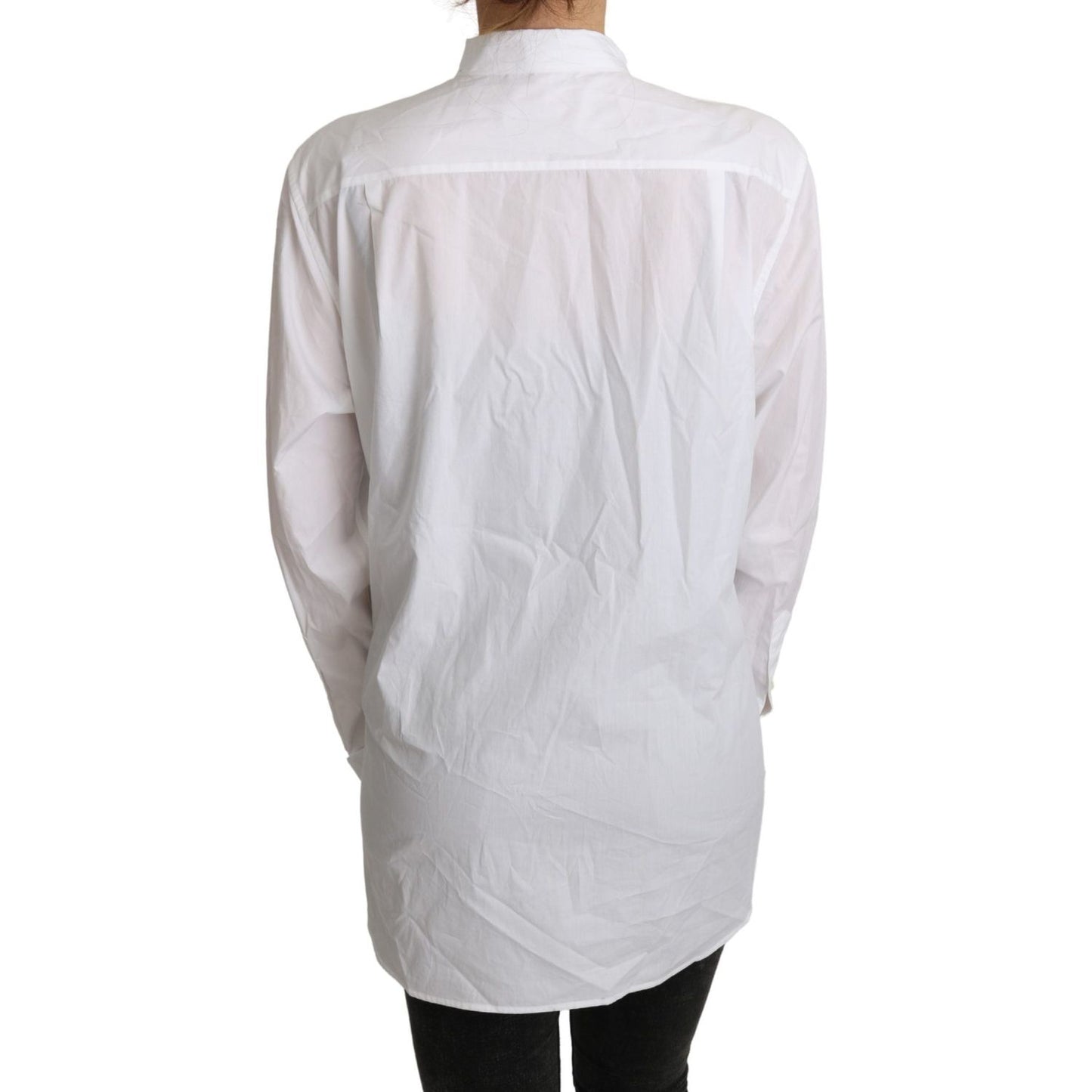 Dolce & Gabbana Elegant Scarf Neck Cotton Blouse Dolce & Gabbana Light Gray