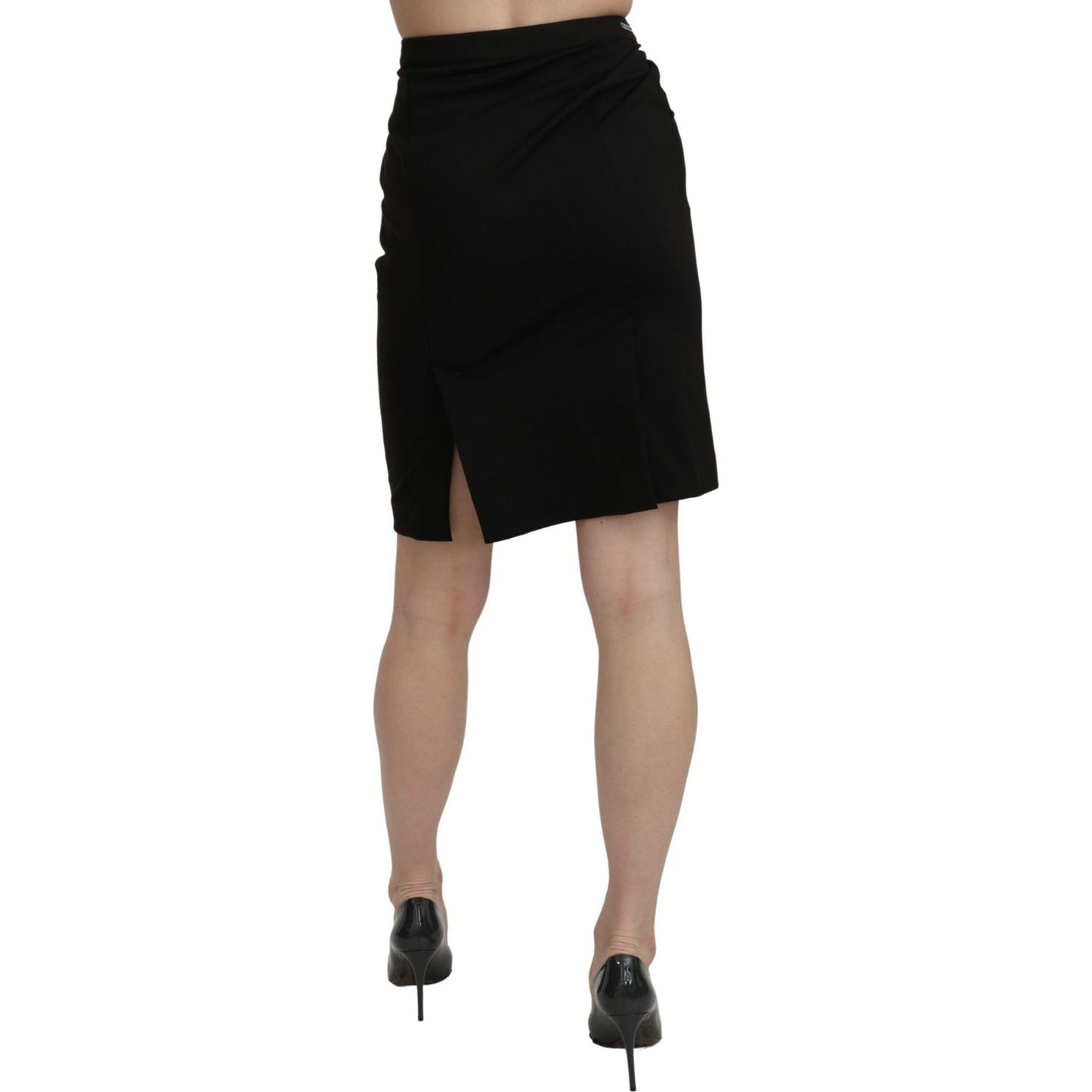 GF Ferre Chic High Waist Black Linen Skirt GF Ferre Rosy Brown