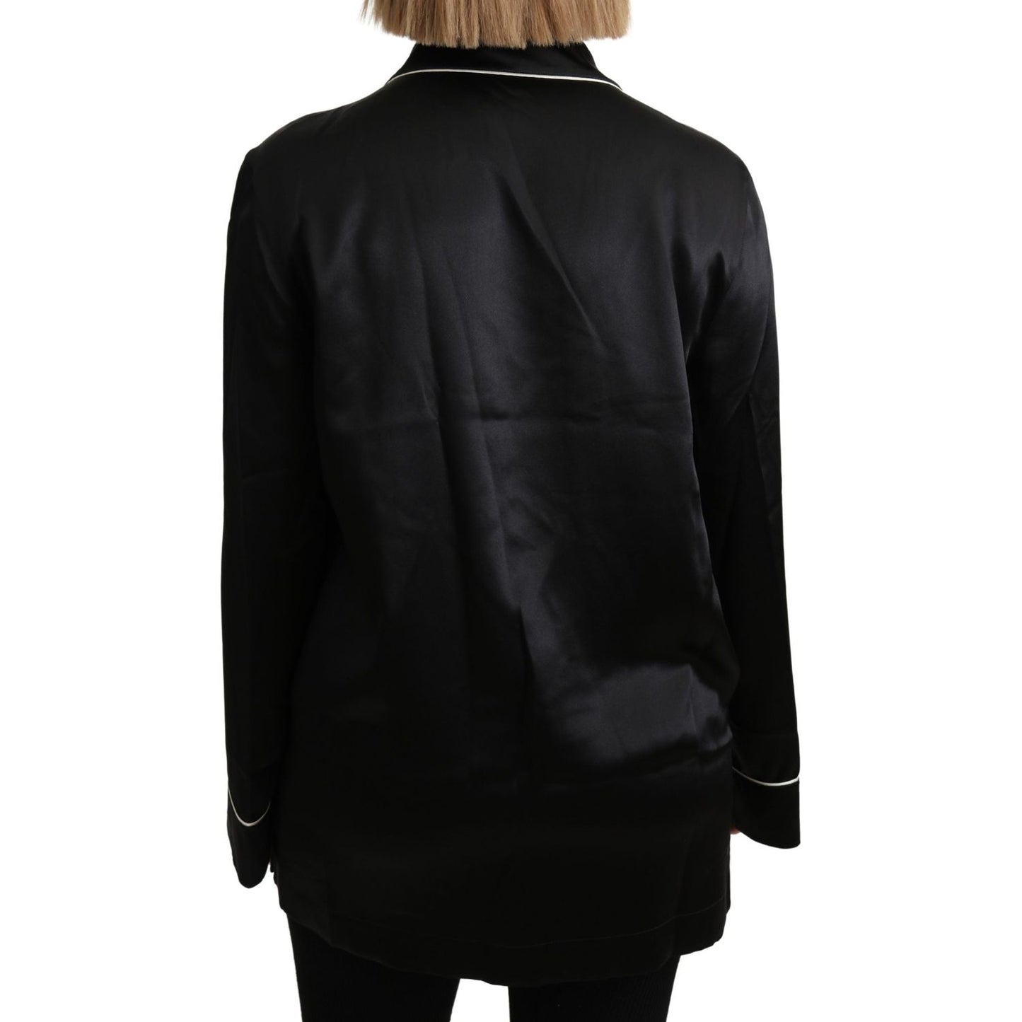 Dolce & Gabbana Elegant Silk Black Button-Up Blouse Dolce & Gabbana Black