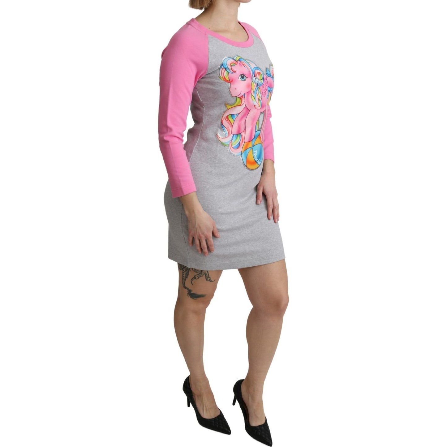 Chic Gray Cotton Blend Moschino Sweater Dress Moschino Rosy Brown