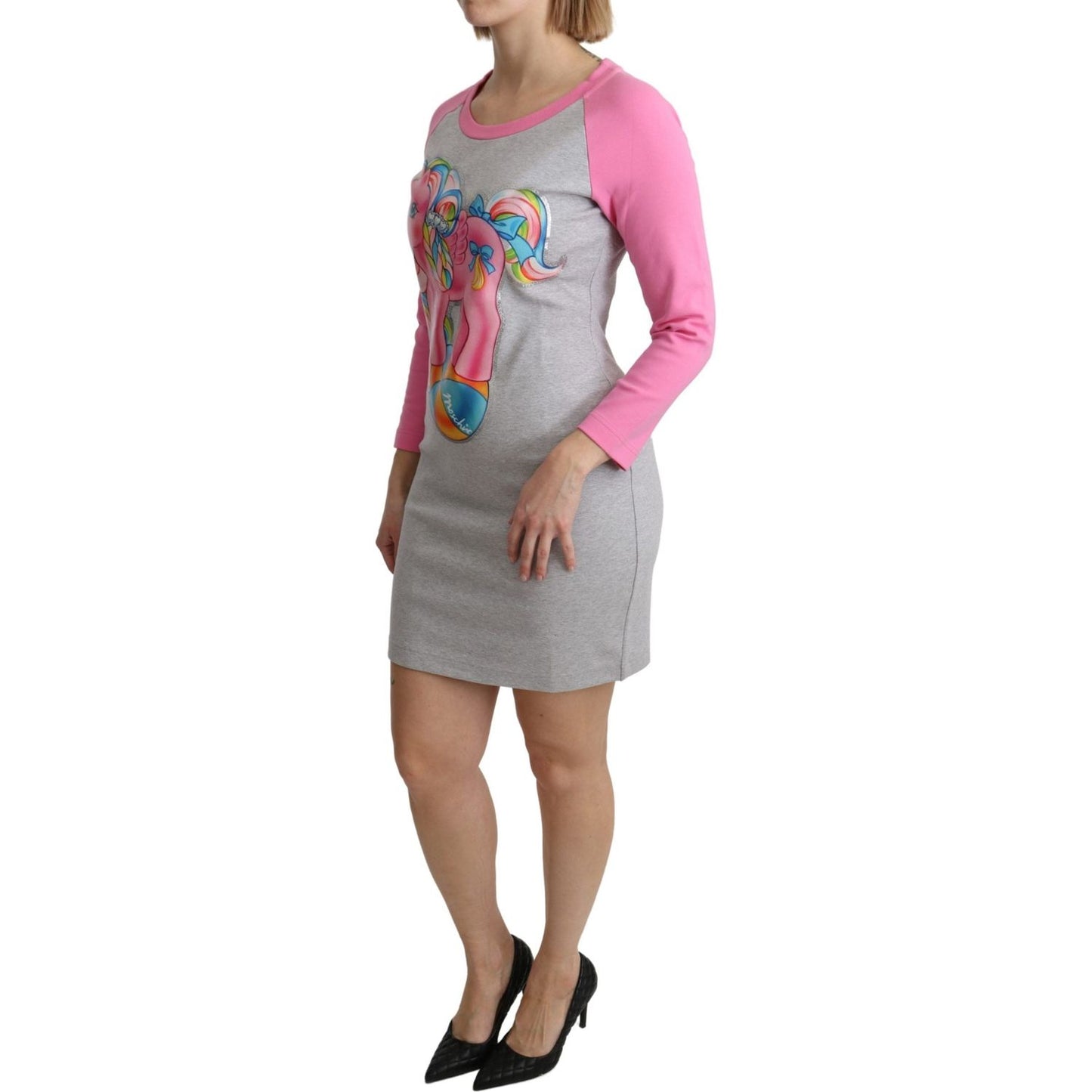 Chic Gray Cotton Blend Moschino Sweater Dress Moschino Rosy Brown