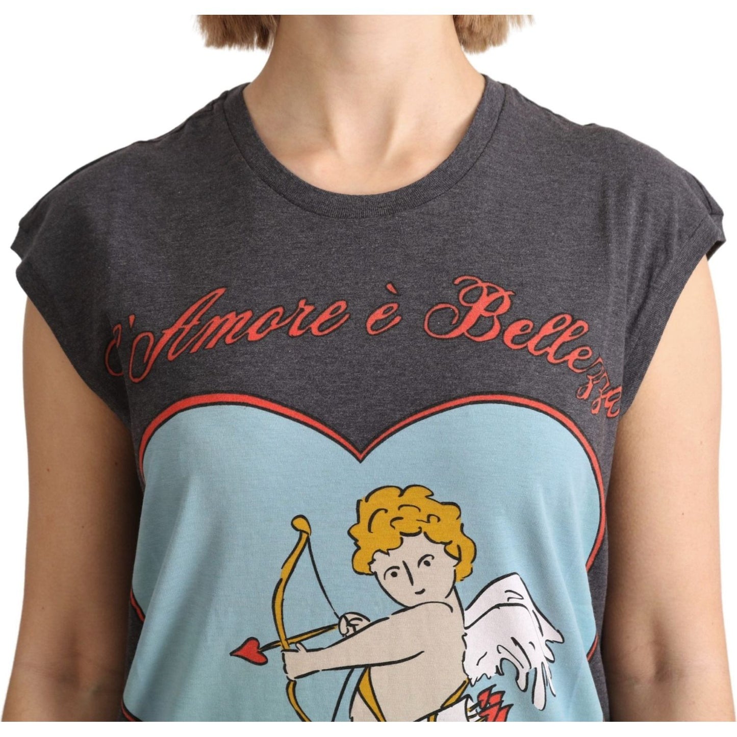 Dolce & Gabbana Gray Cotton L' Amore Top Tank T-shirt