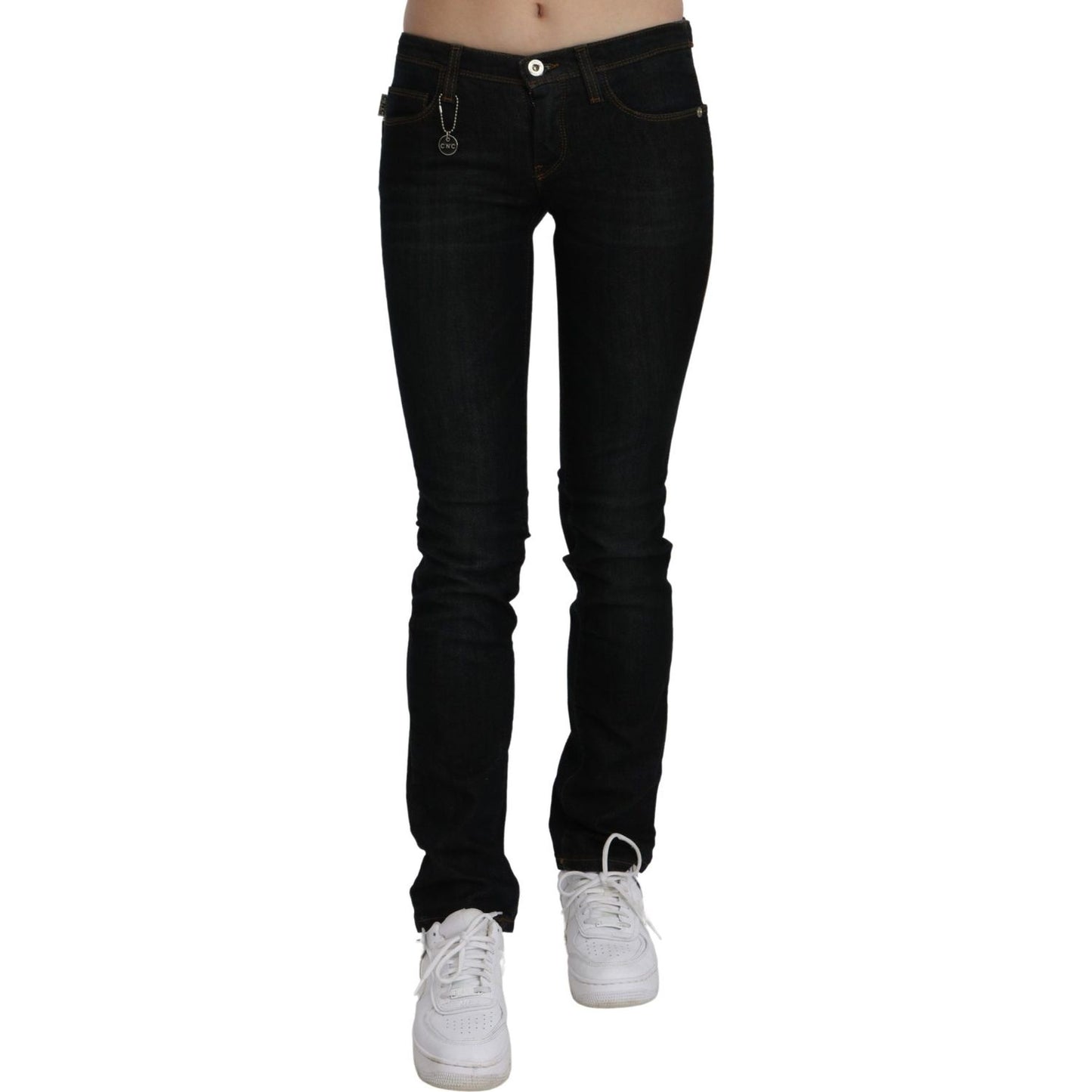 Costume National Chic Black Mid Waist Slim Fit Denim Jeans Jeans & Pants Costume National Gray