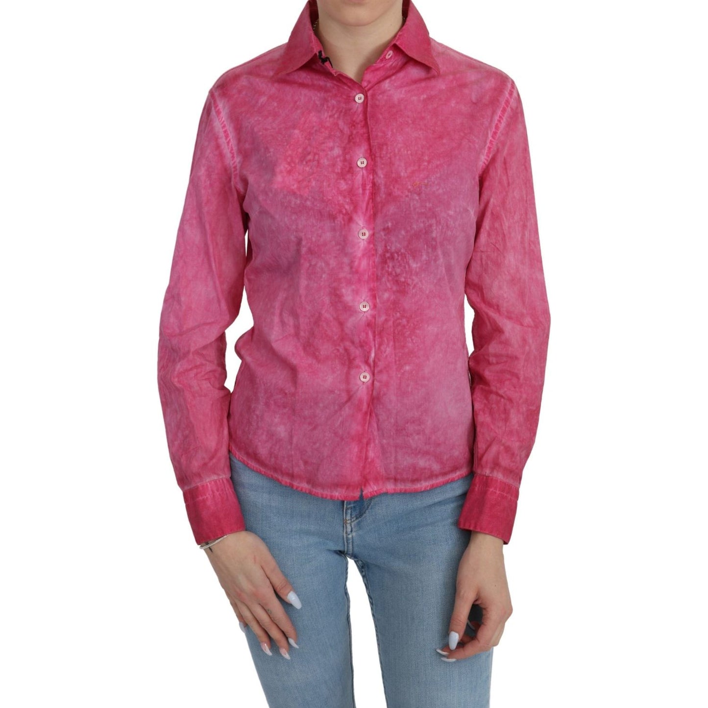 Chic Pink Cotton Polo Blouse by Ermanno Scervino Ermanno Scervino Maroon