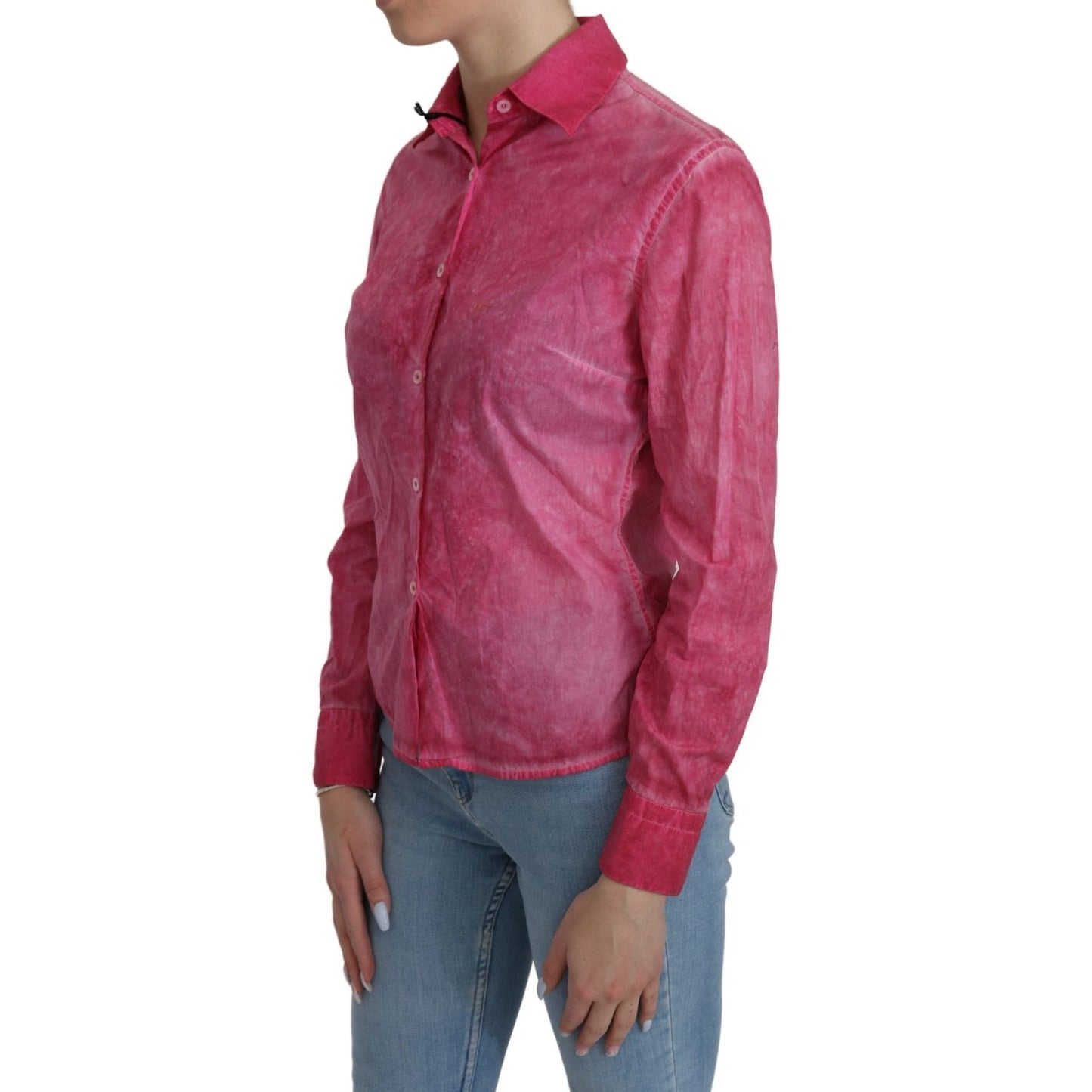 Chic Pink Cotton Polo Blouse by Ermanno Scervino Ermanno Scervino Maroon