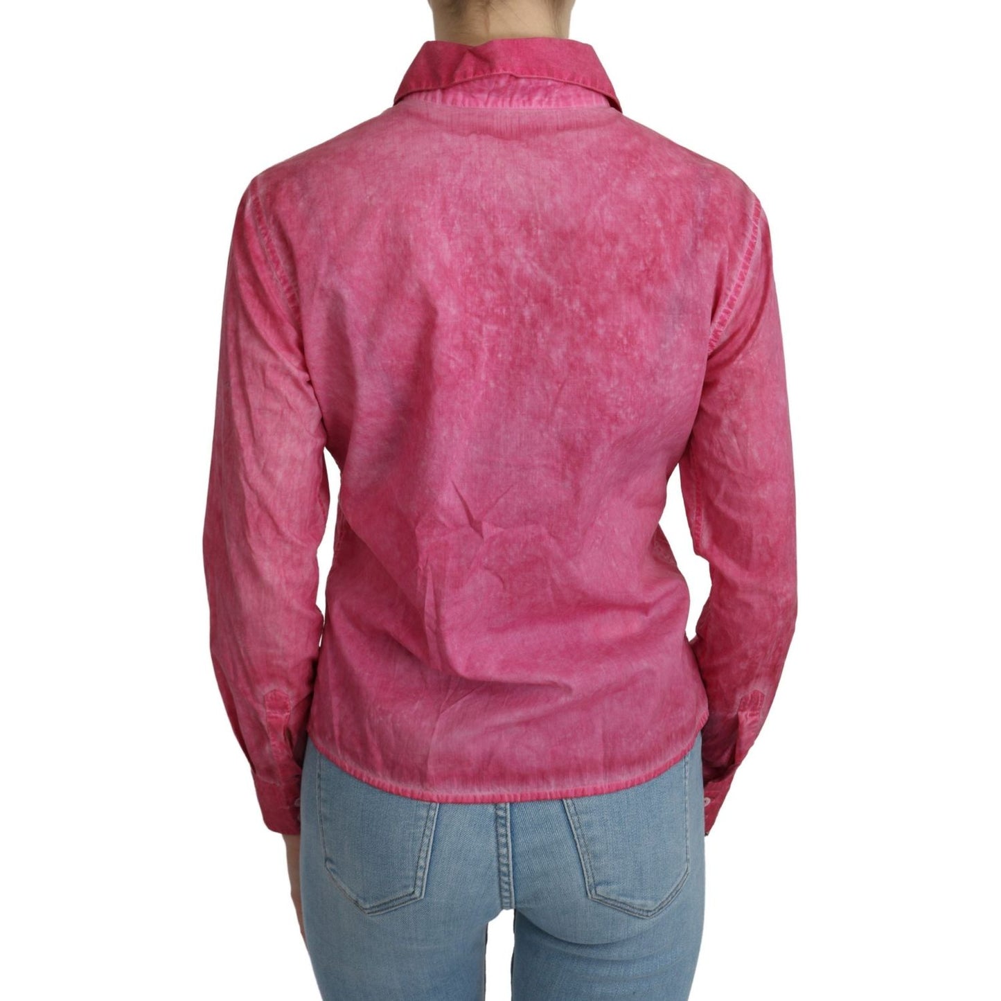 Chic Pink Cotton Polo Blouse by Ermanno Scervino Ermanno Scervino Maroon