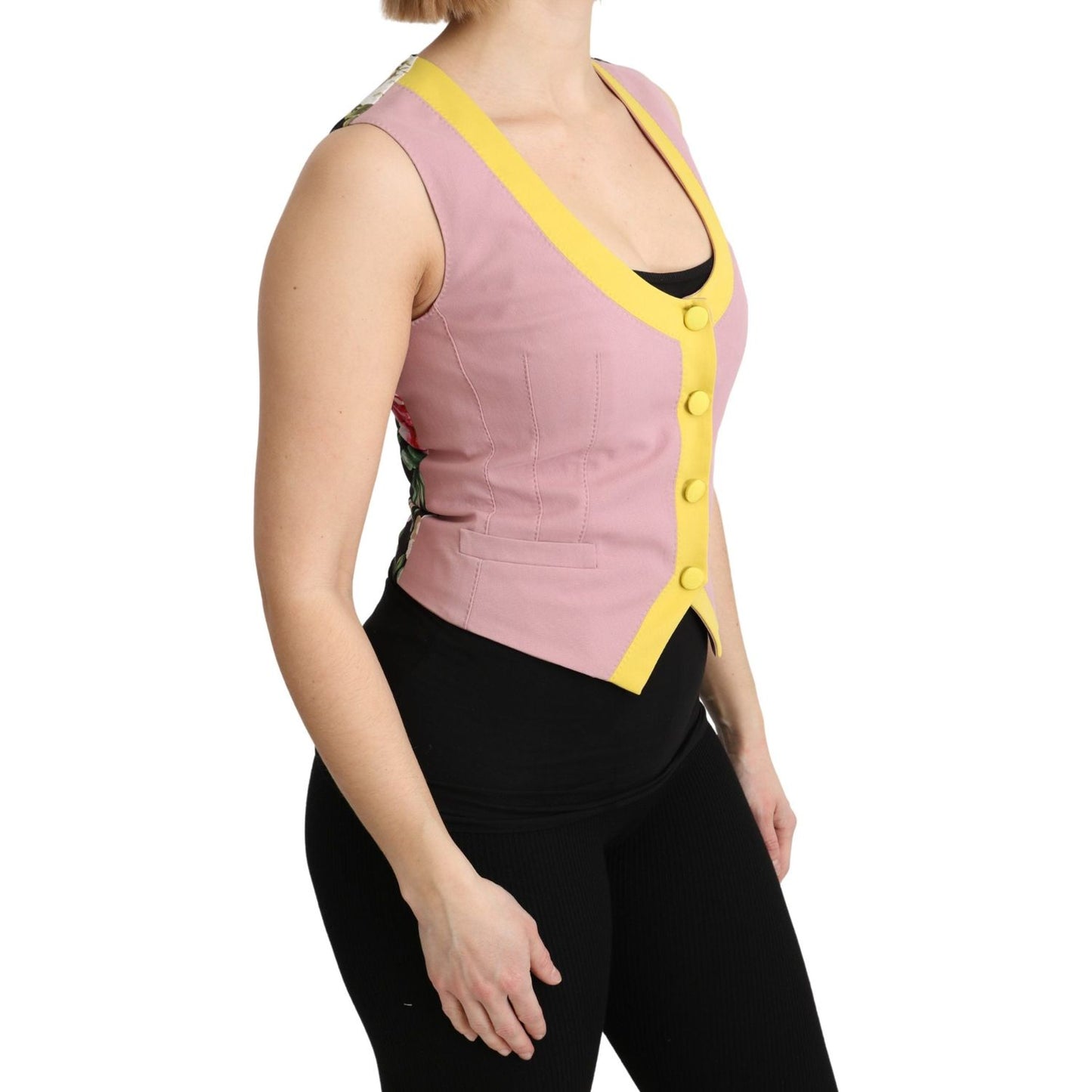 Dolce & Gabbana Chic Sleeveless Vest in Pink Hues Dolce & Gabbana Black