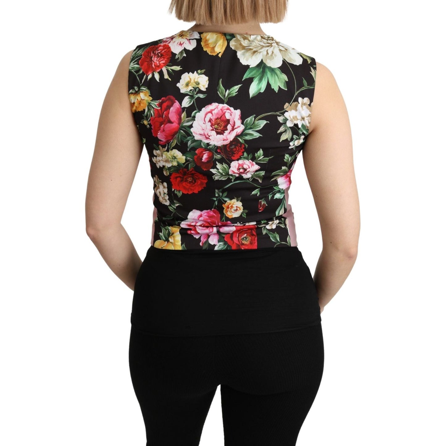 Dolce & Gabbana Chic Sleeveless Vest in Pink Hues Dolce & Gabbana Black
