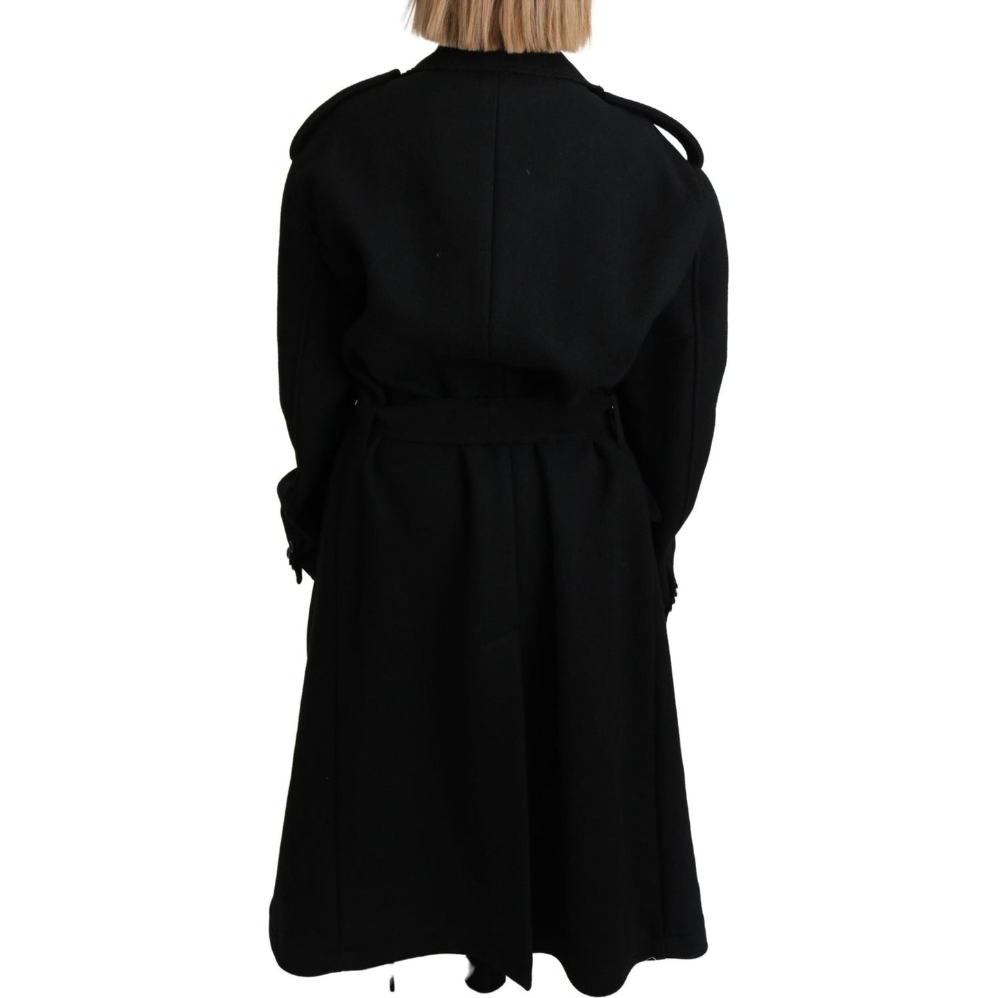 Dolce & Gabbana Elegant Black Wool Trenchcoat Dolce & Gabbana Black