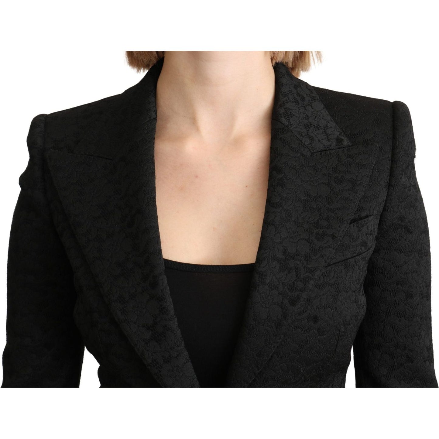Dolce & Gabbana Elegant Black Brocade Single Breasted Blazer Dolce & Gabbana Tan
