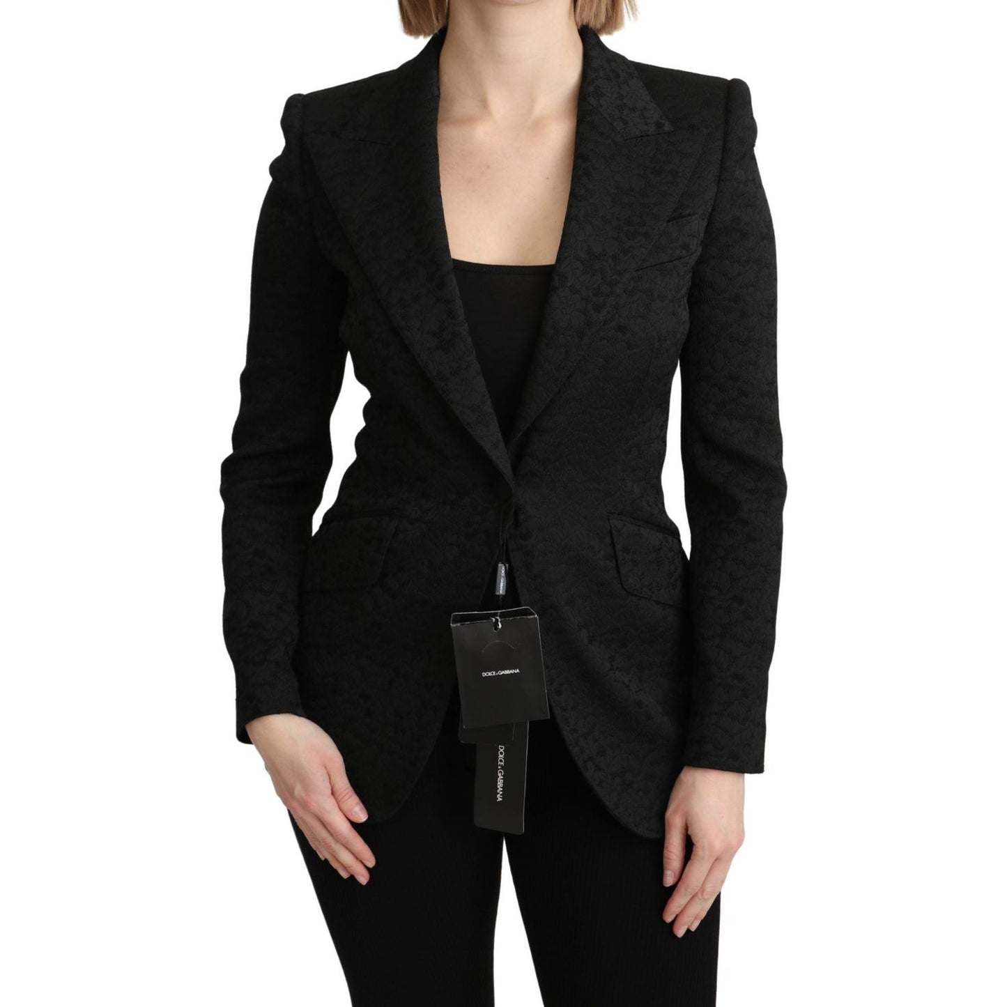 Dolce & Gabbana Elegant Black Brocade Single Breasted Blazer Dolce & Gabbana Black