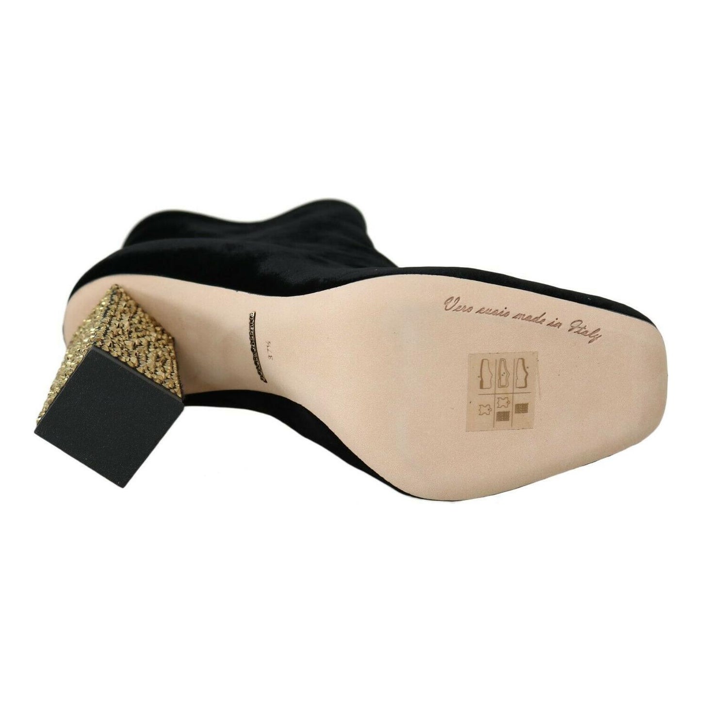 Dolce & Gabbana Elegant Velvet Ankle Boots with Crystal Heels Dolce & Gabbana Tan