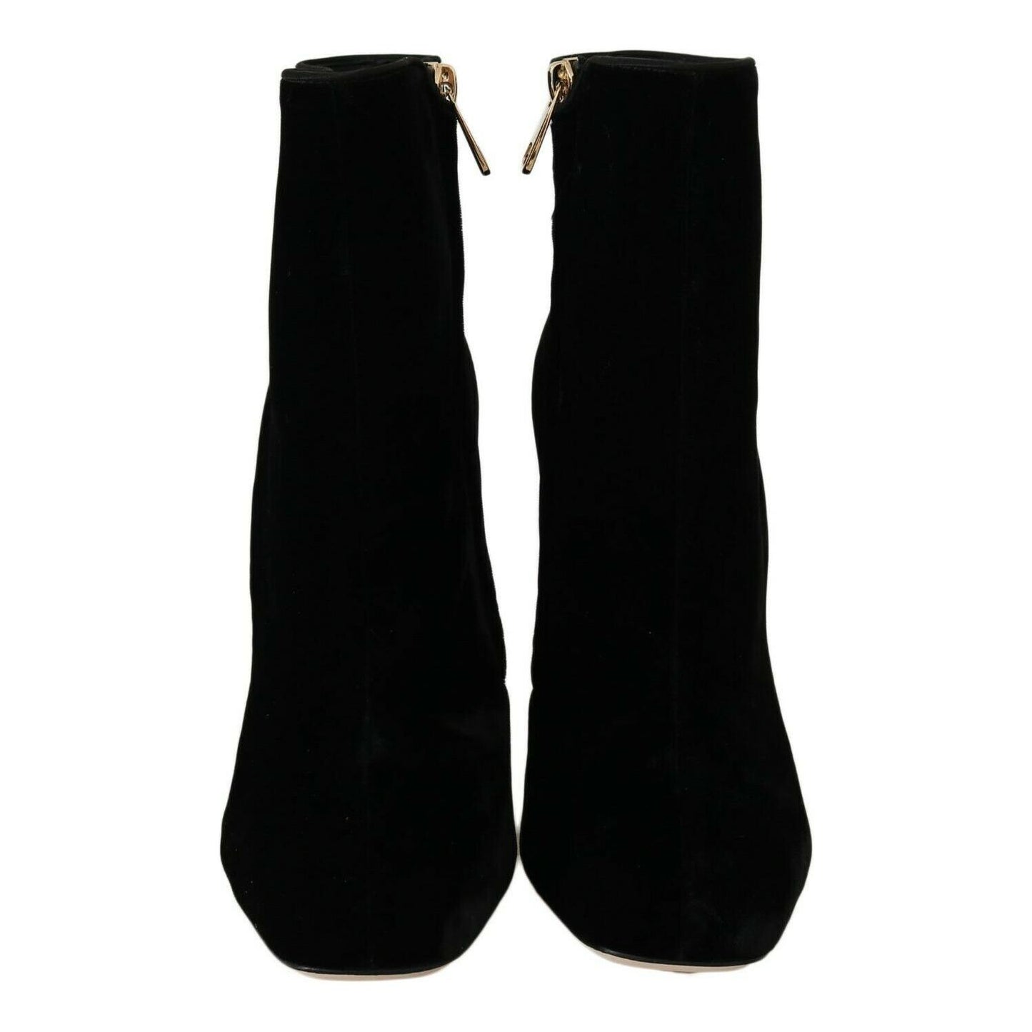Dolce & Gabbana Elegant Velvet Ankle Boots with Crystal Heels Dolce & Gabbana Black