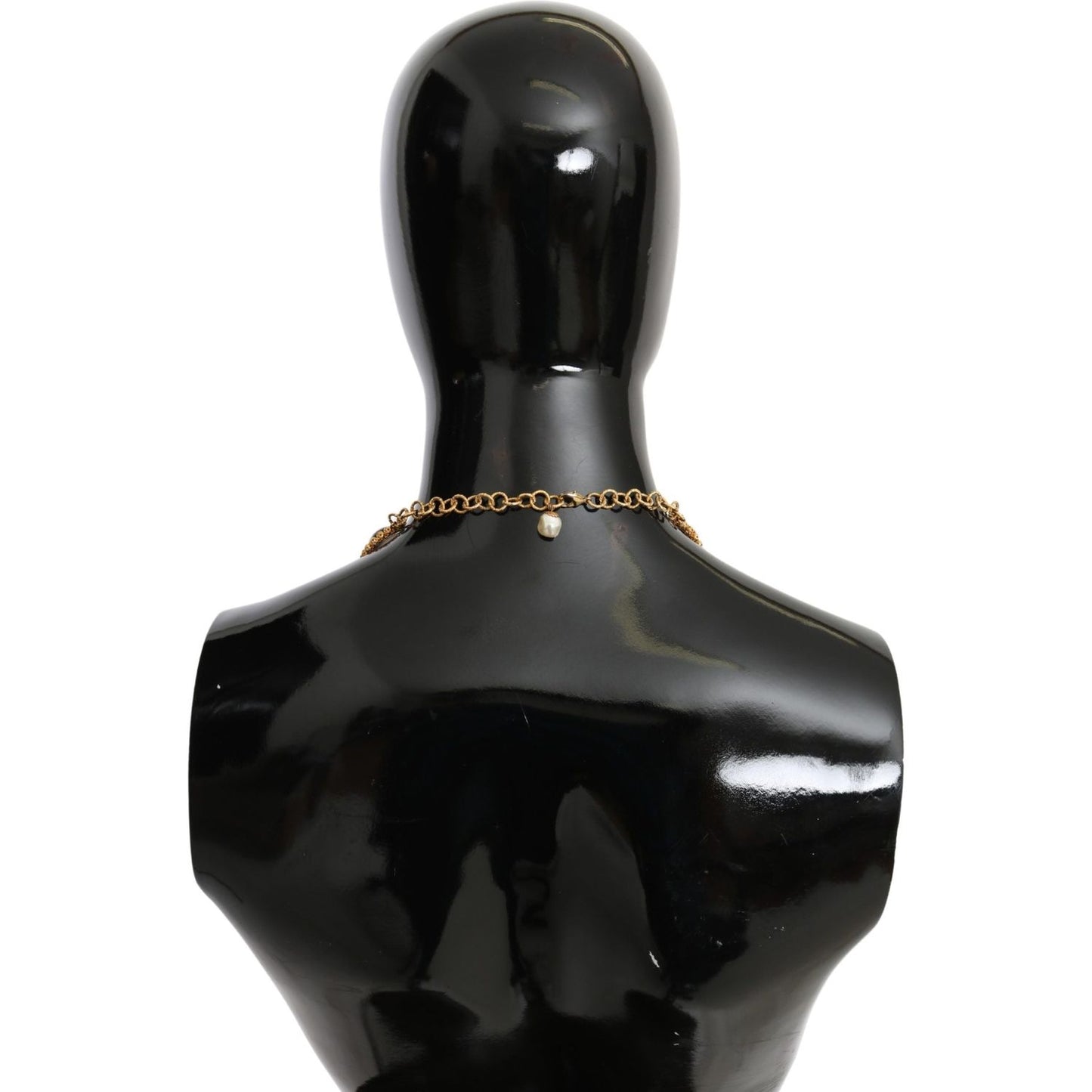 Dolce & Gabbana Elegant Crystal Charm Statement Necklace Necklace Dolce & Gabbana Black