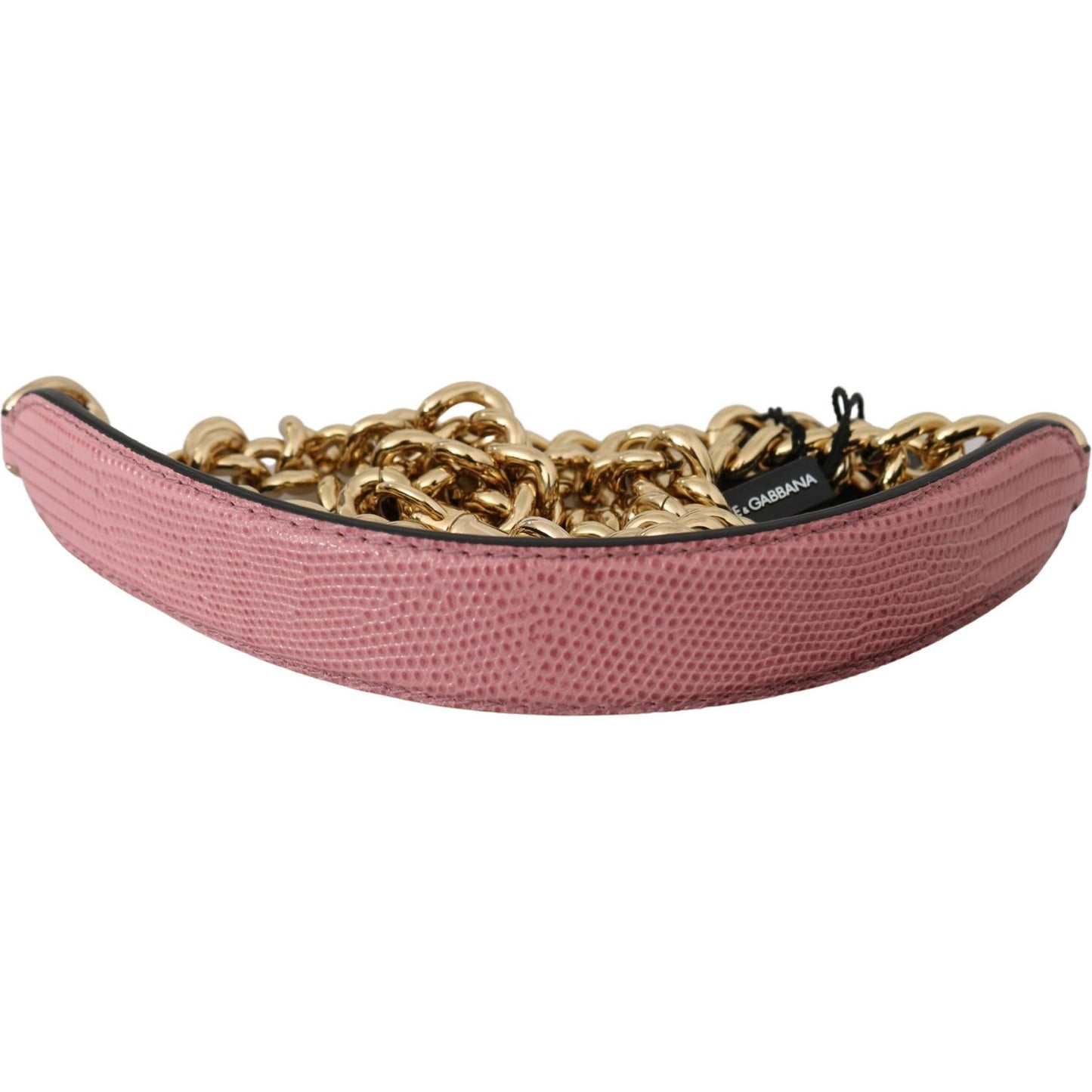 Dolce & Gabbana Elegant Pink Gold Leather Shoulder Strap Dolce & Gabbana Rosy Brown