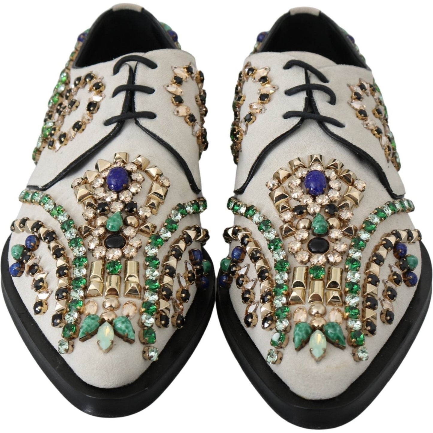 Dolce & Gabbana White Suede Crystal Dress Broque Shoes LA7203-41