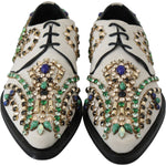 Dolce & Gabbana White Suede Crystal Dress Broque Shoes LA7203-41