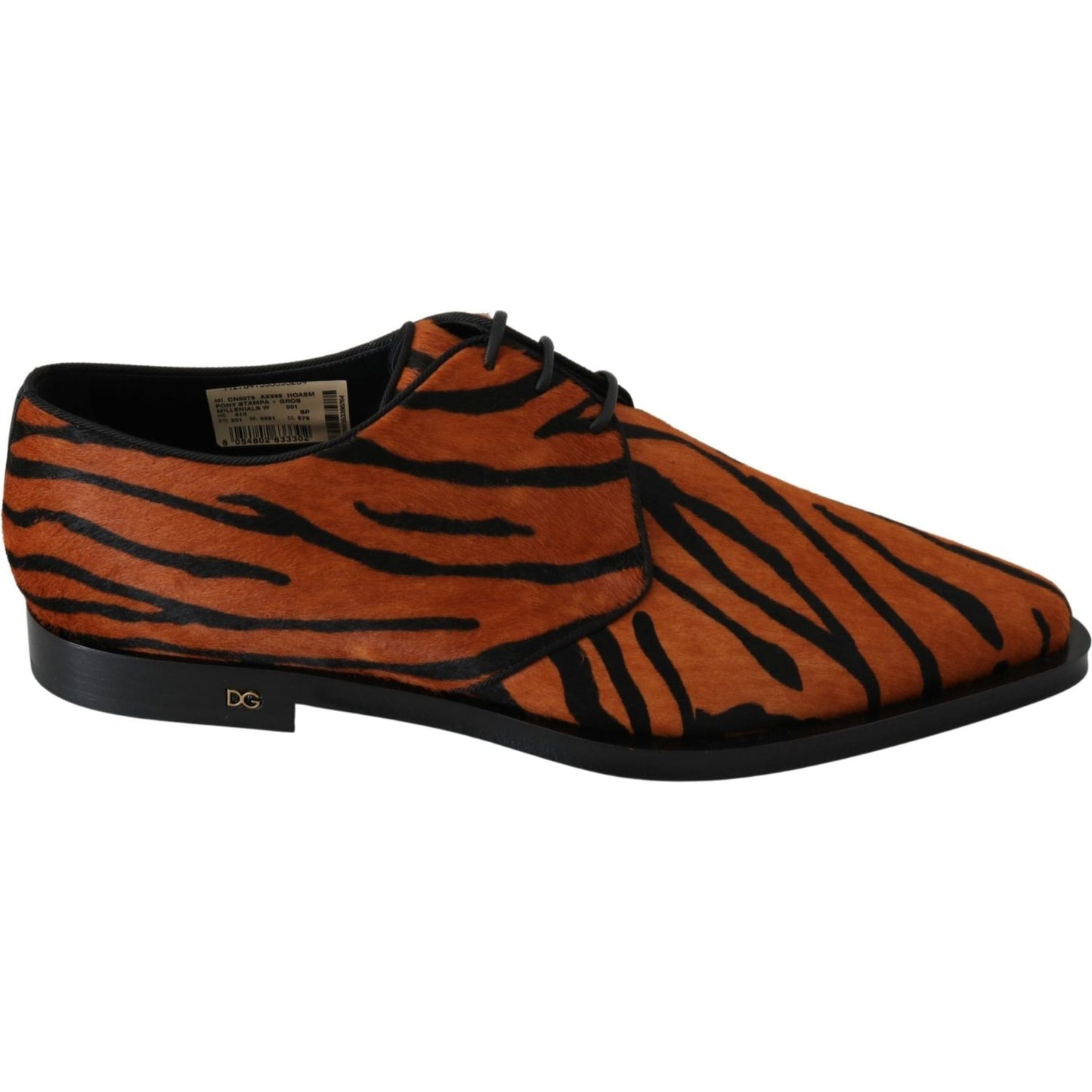 Dolce & Gabbana Tiger Pattern Dress Shoes with Pony Hair Dolce & Gabbana Black