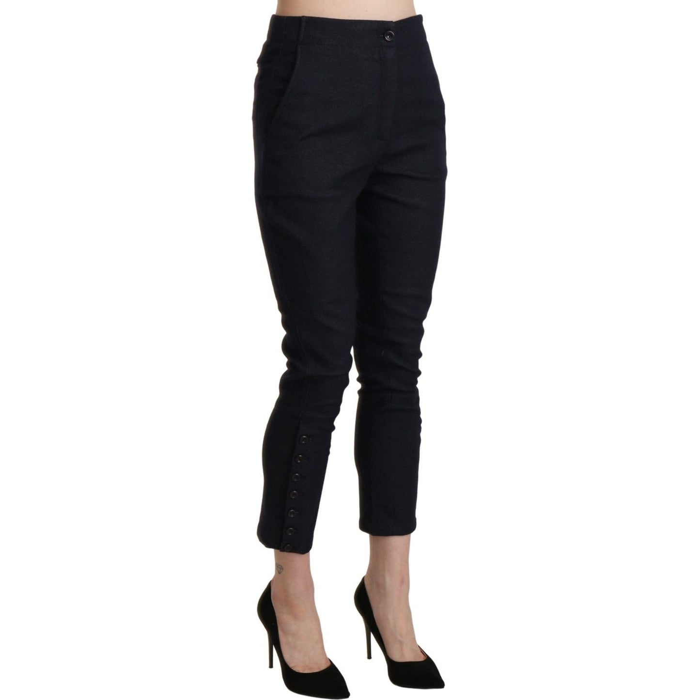 Ermanno Scervino Chic High Waist Cropped Capri Pants Jeans & Pants Ermanno Scervino Black