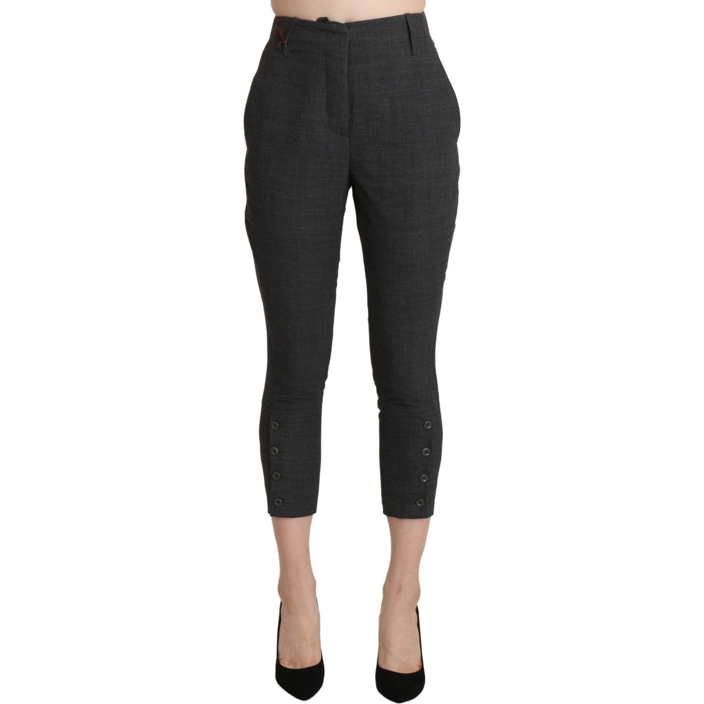 Ermanno Scervino Chic High Waist Capri Cropped Pants Ermanno Scervino Dark Slate Gray