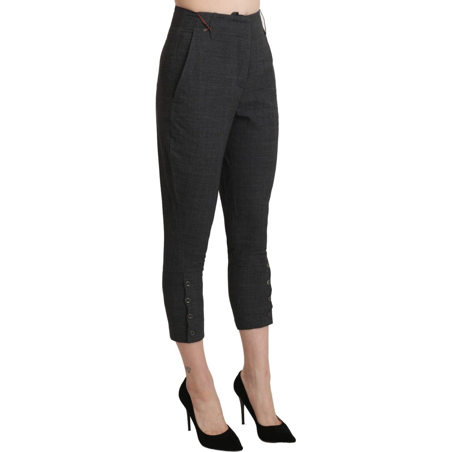 Ermanno Scervino Chic High Waist Capri Cropped Pants Ermanno Scervino Dark Slate Gray