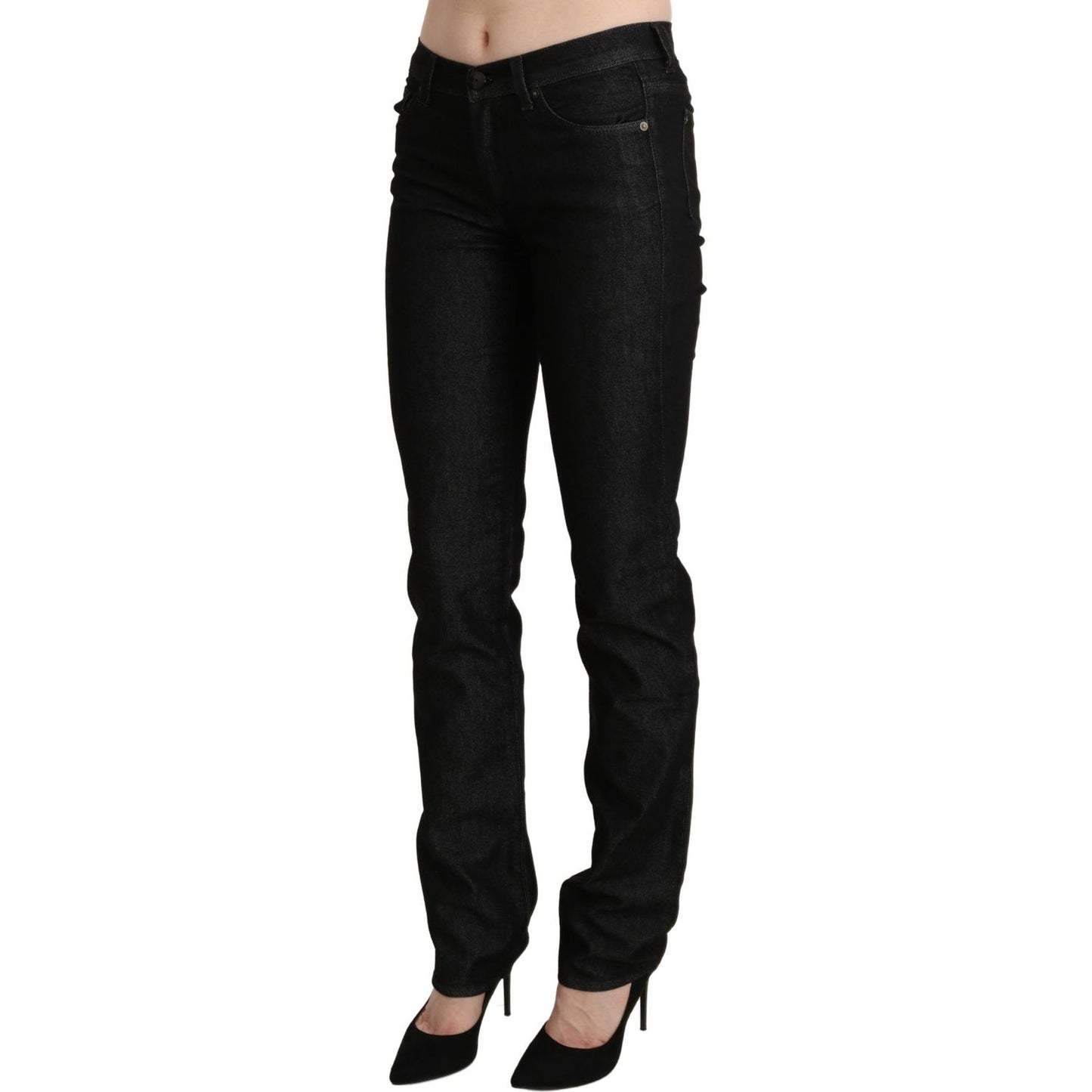 Ermanno Scervino Chic Black Mid Waist Skinny Jeans Jeans & Pants Ermanno Scervino Black