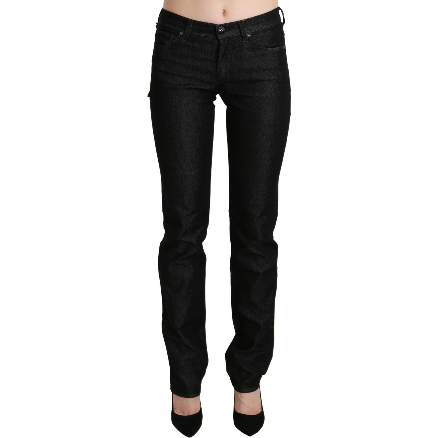 Ermanno Scervino Chic Black Mid Waist Skinny Jeans Jeans & Pants Ermanno Scervino Black
