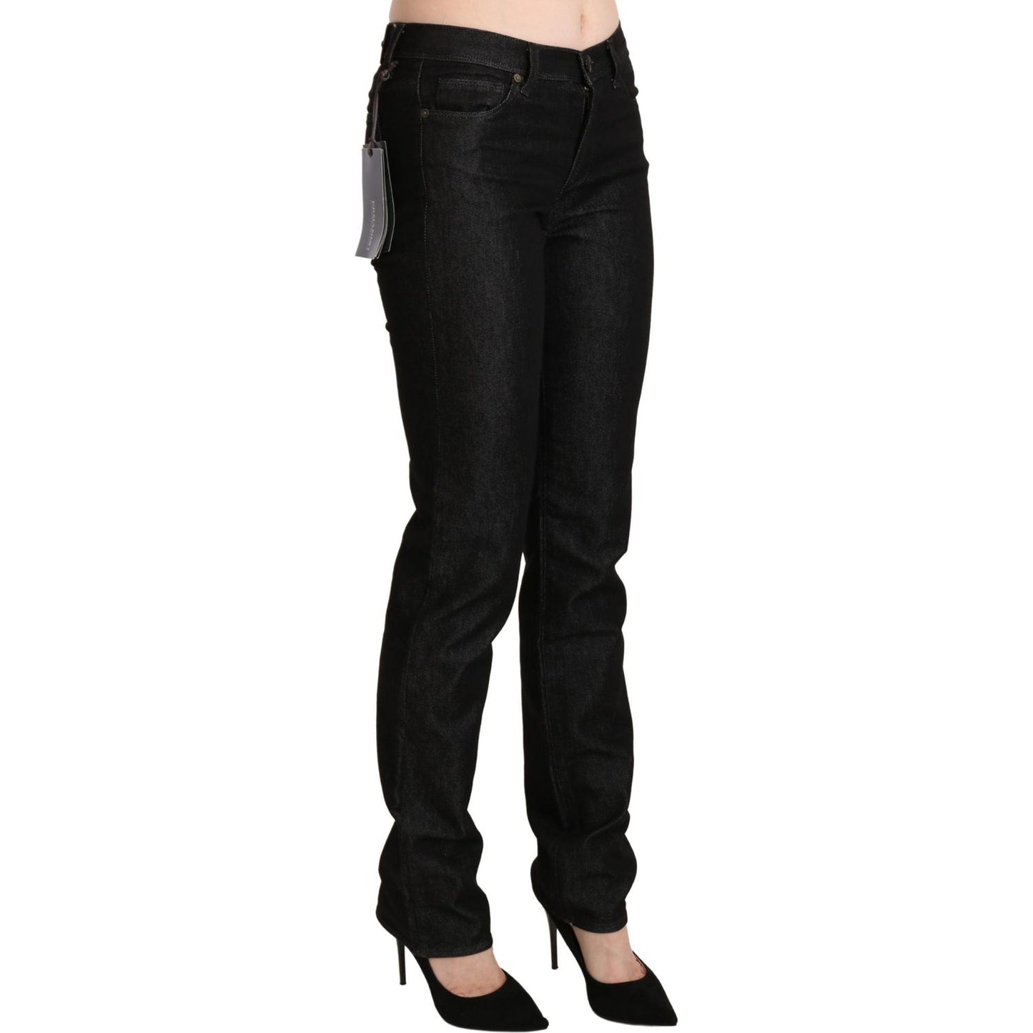 Ermanno Scervino Chic Black Mid Waist Skinny Jeans Jeans & Pants Ermanno Scervino Black