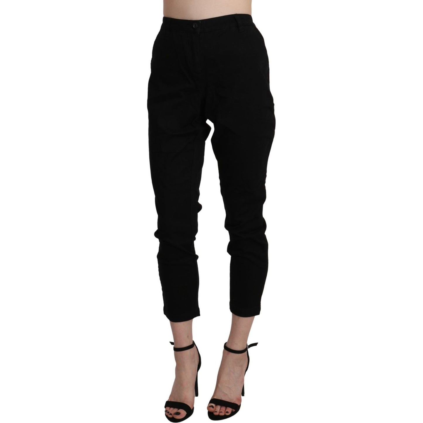 Acht Chic High Waist Cropped Black Jeans Jeans & Pants Acht Rosy Brown