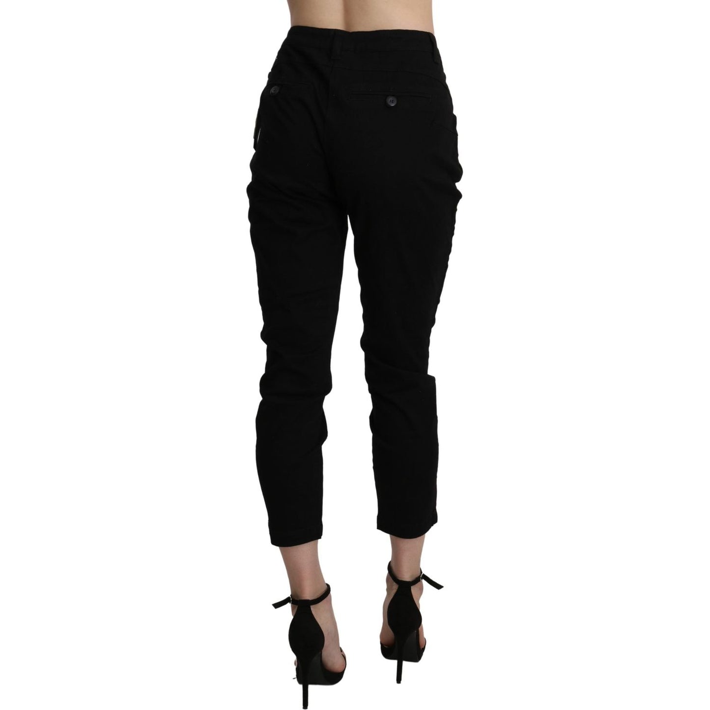 Acht Chic High Waist Cropped Black Jeans Jeans & Pants Acht Black