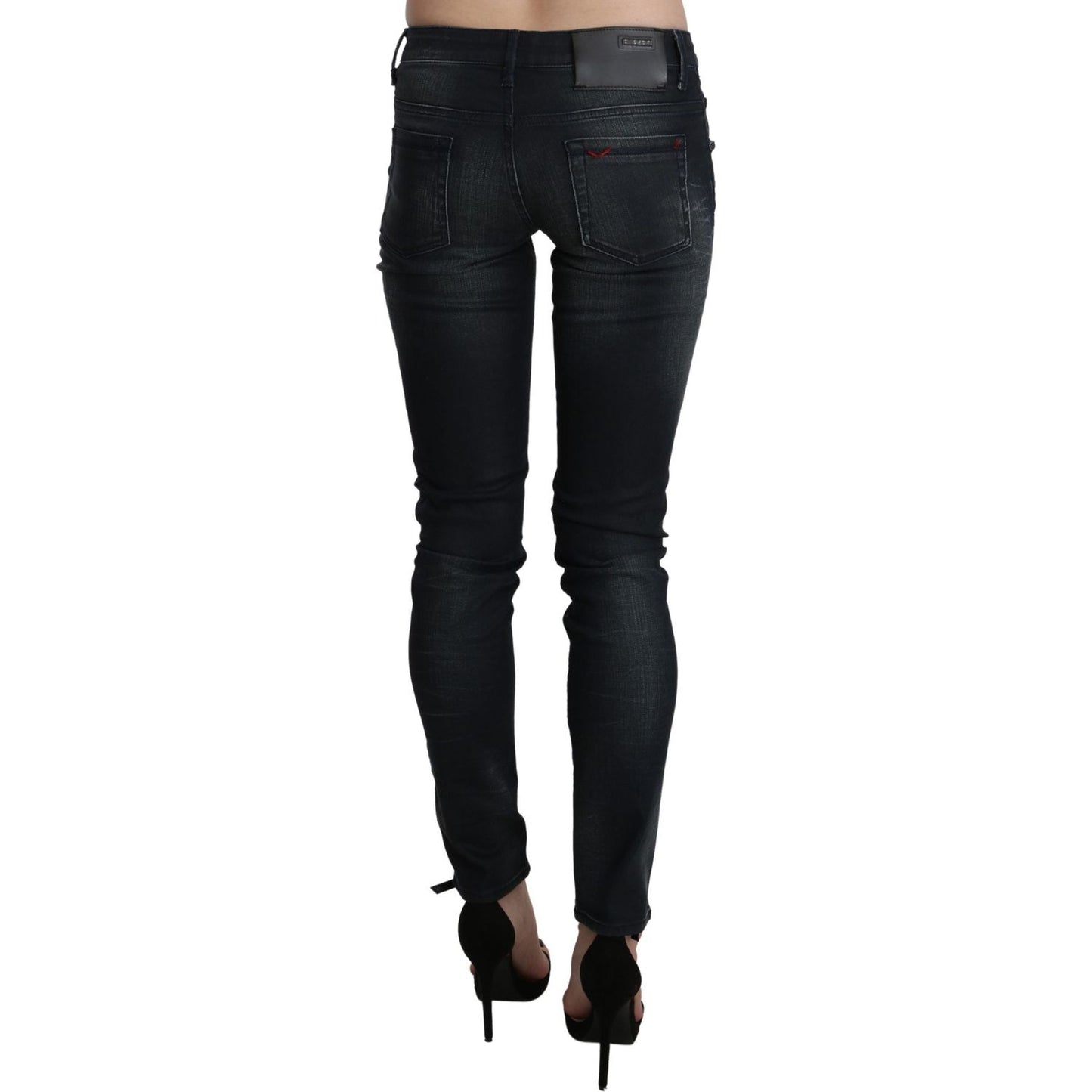 Acht Elegant Low Waist Skinny Black Jeans Jeans & Pants Acht Black
