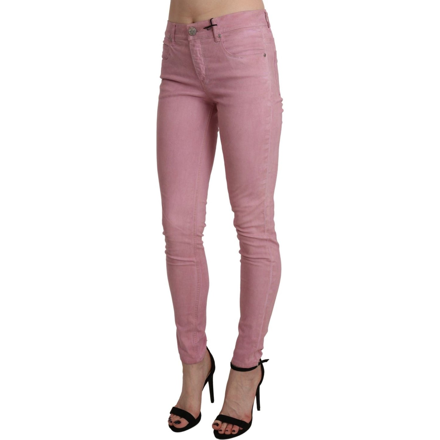 Acht Chic Pink Mid Waist Skinny Jeans Acht Rosy Brown