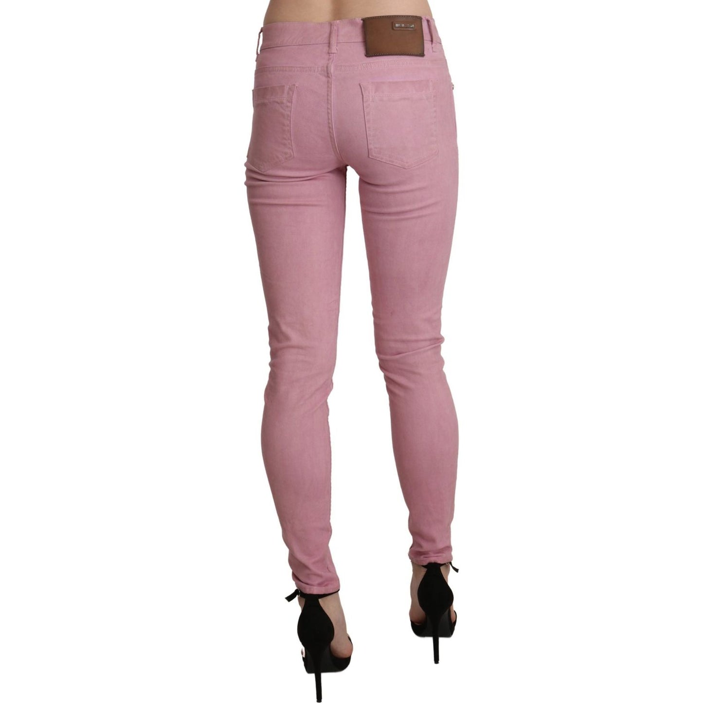 Acht Chic Pink Mid Waist Skinny Jeans Acht Rosy Brown