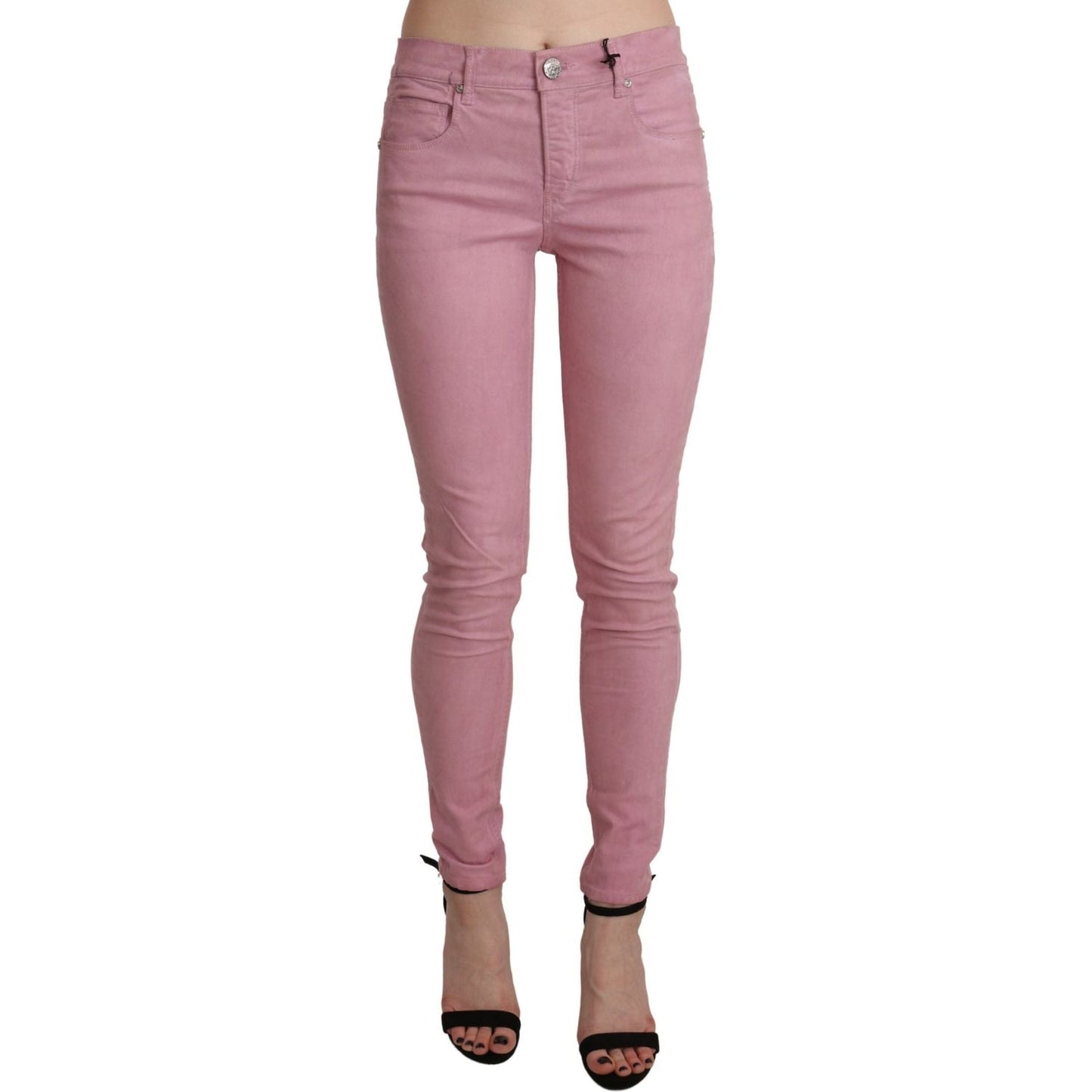 Acht Chic Pink Mid Waist Skinny Jeans Acht Rosy Brown