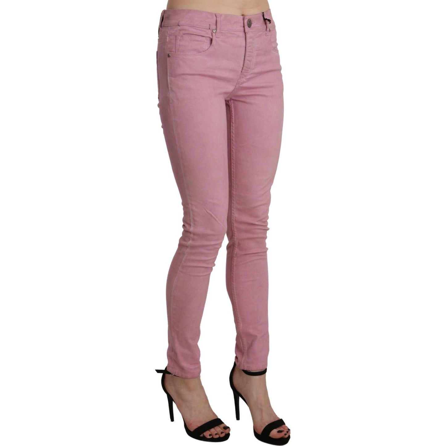 Acht Chic Pink Mid Waist Skinny Jeans Acht Rosy Brown