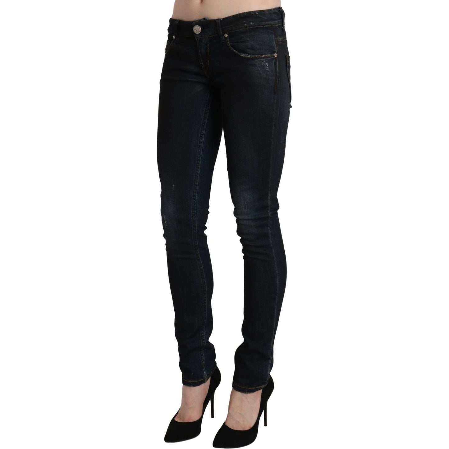 Acht Sleek Black Washed Skinny Jeans Acht Black