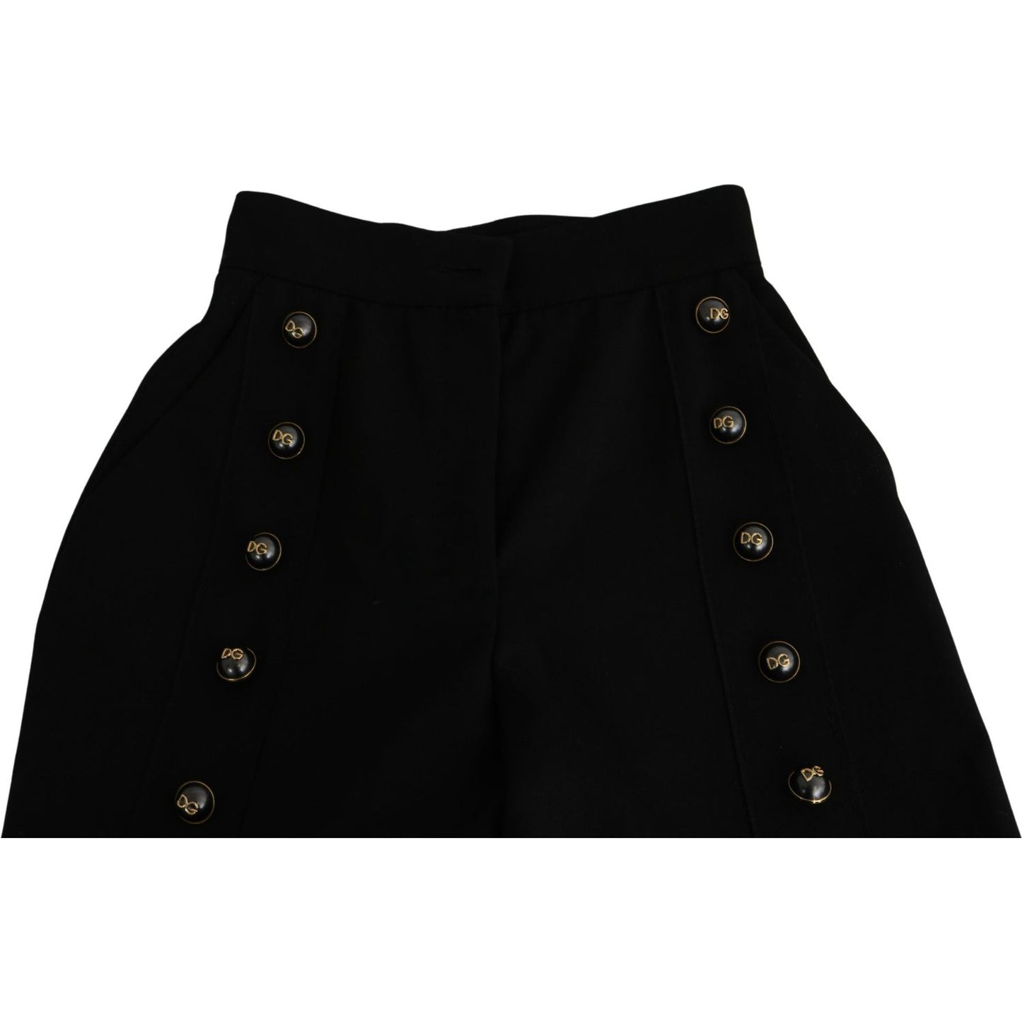 Dolce & Gabbana Elegant High Waist Wide Leg Virgin Wool Trousers Jeans & Pants Dolce & Gabbana Black